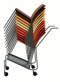 Zanotta Talia stapelbarer Stuhl mit roter Polsterung und weißem Aluminiumgestell