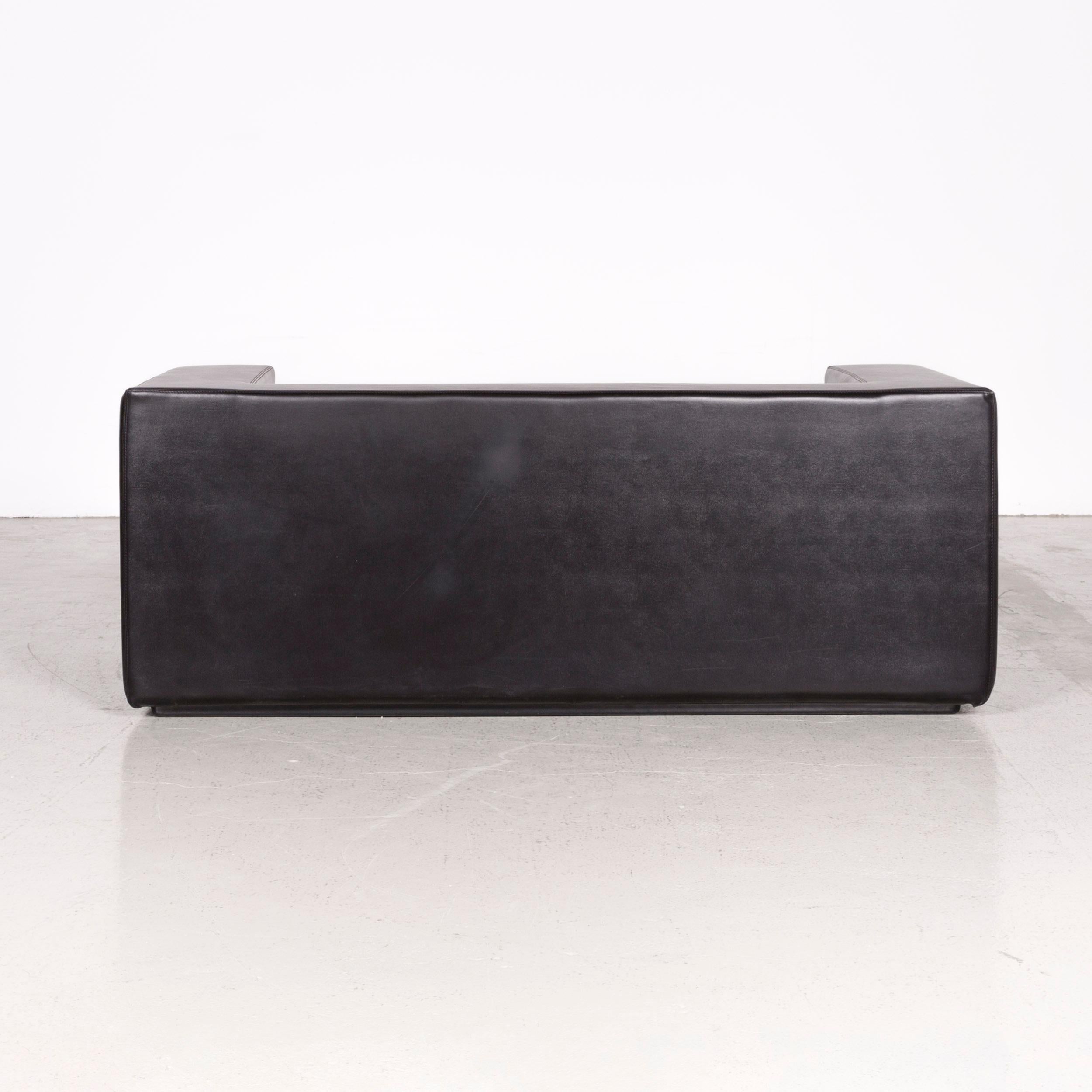 Zanotta Throw Away Designer Leather Sofa Black by Willie Landels Real Leather 3