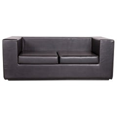 Zanotta Throw Away Designer Leather Sofa Black by Willie Landels Real Leather