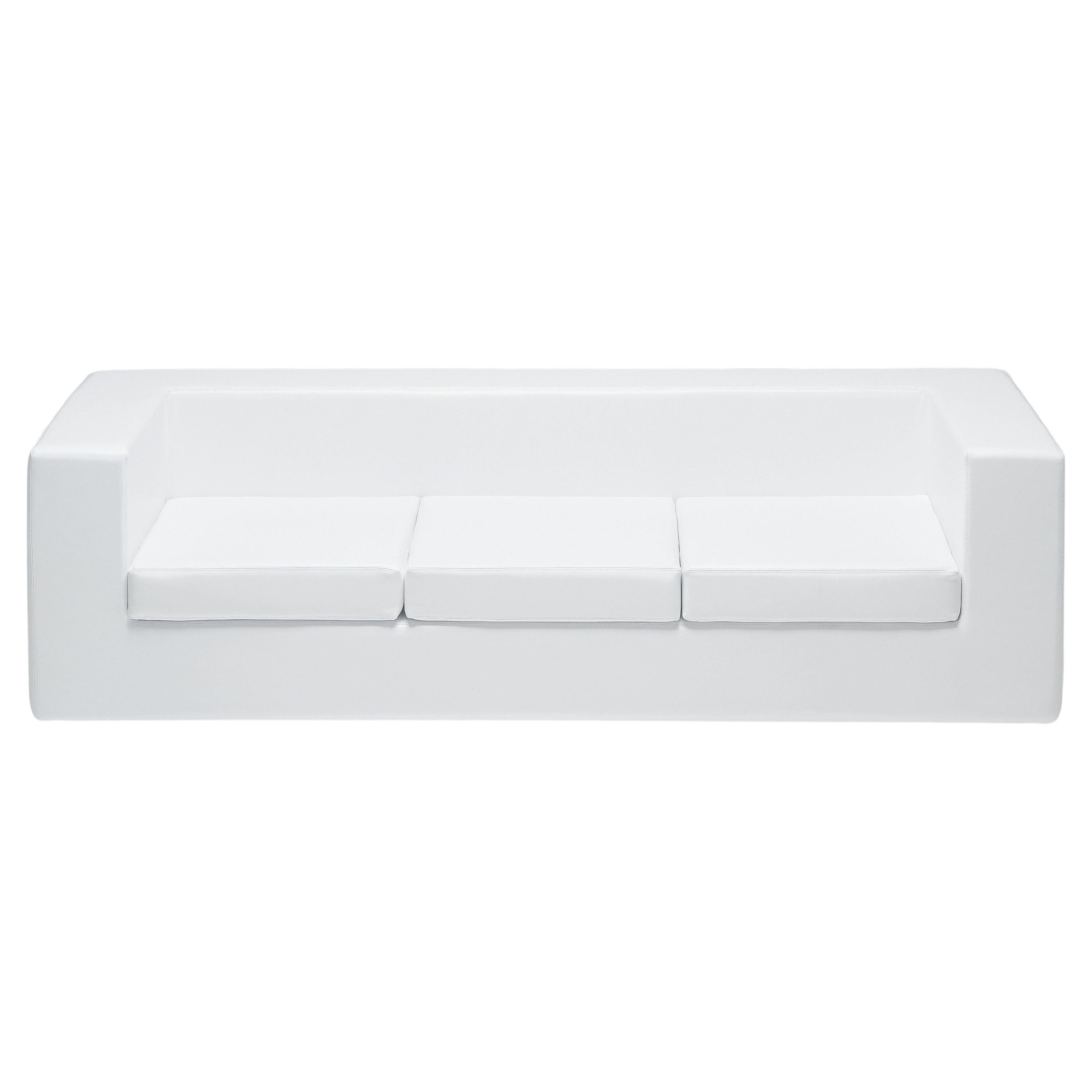 Zanotta Throw Away Three-Seater Sofa in White Leather by Willie Landel For Sale