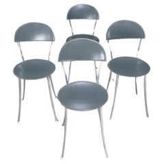 Used Zanotta Tonietta Set of 4 Metal Chairs 