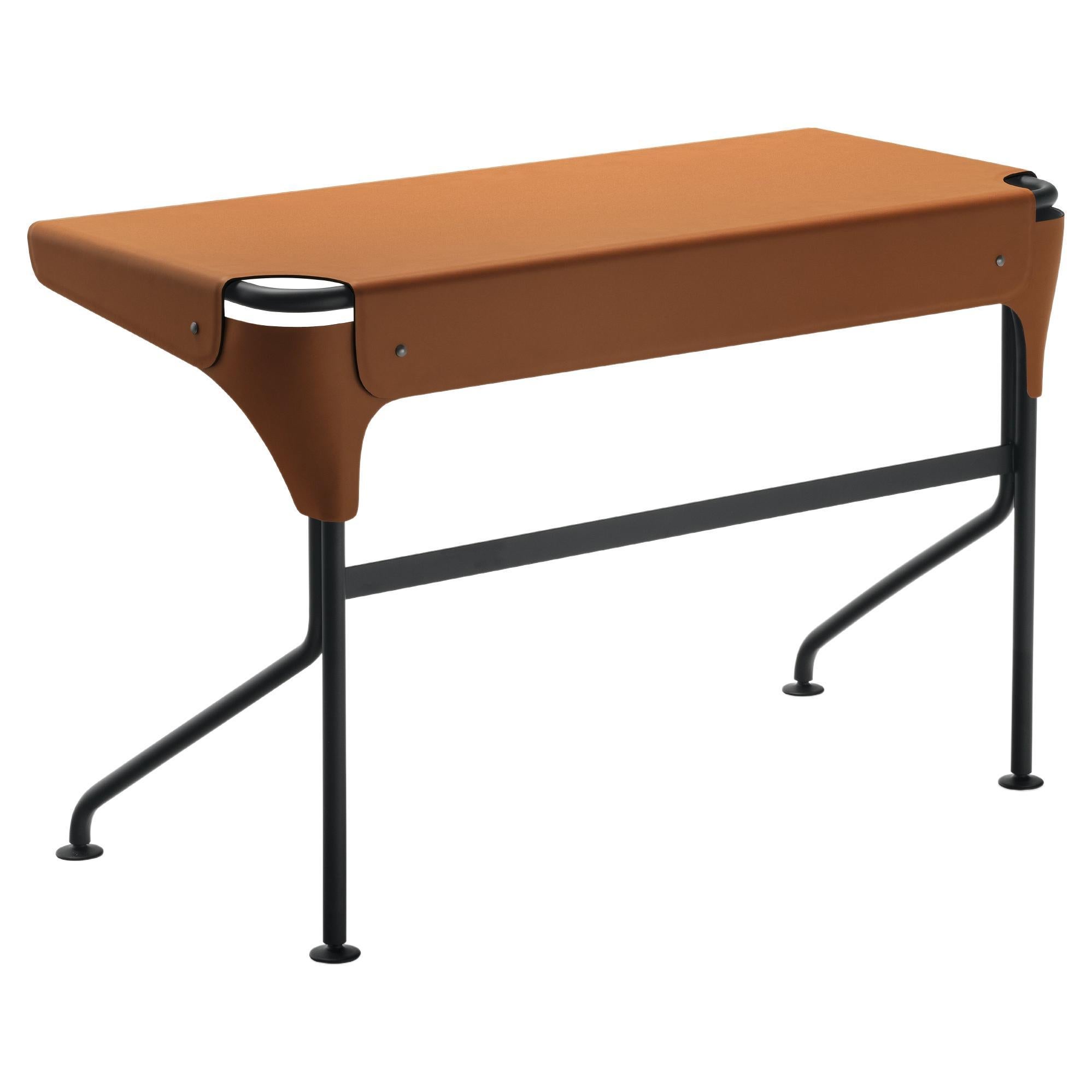 Zanotta Tucano Writing Desk in 0814 Cowhide Pigmentato Top with Matt Black Frame