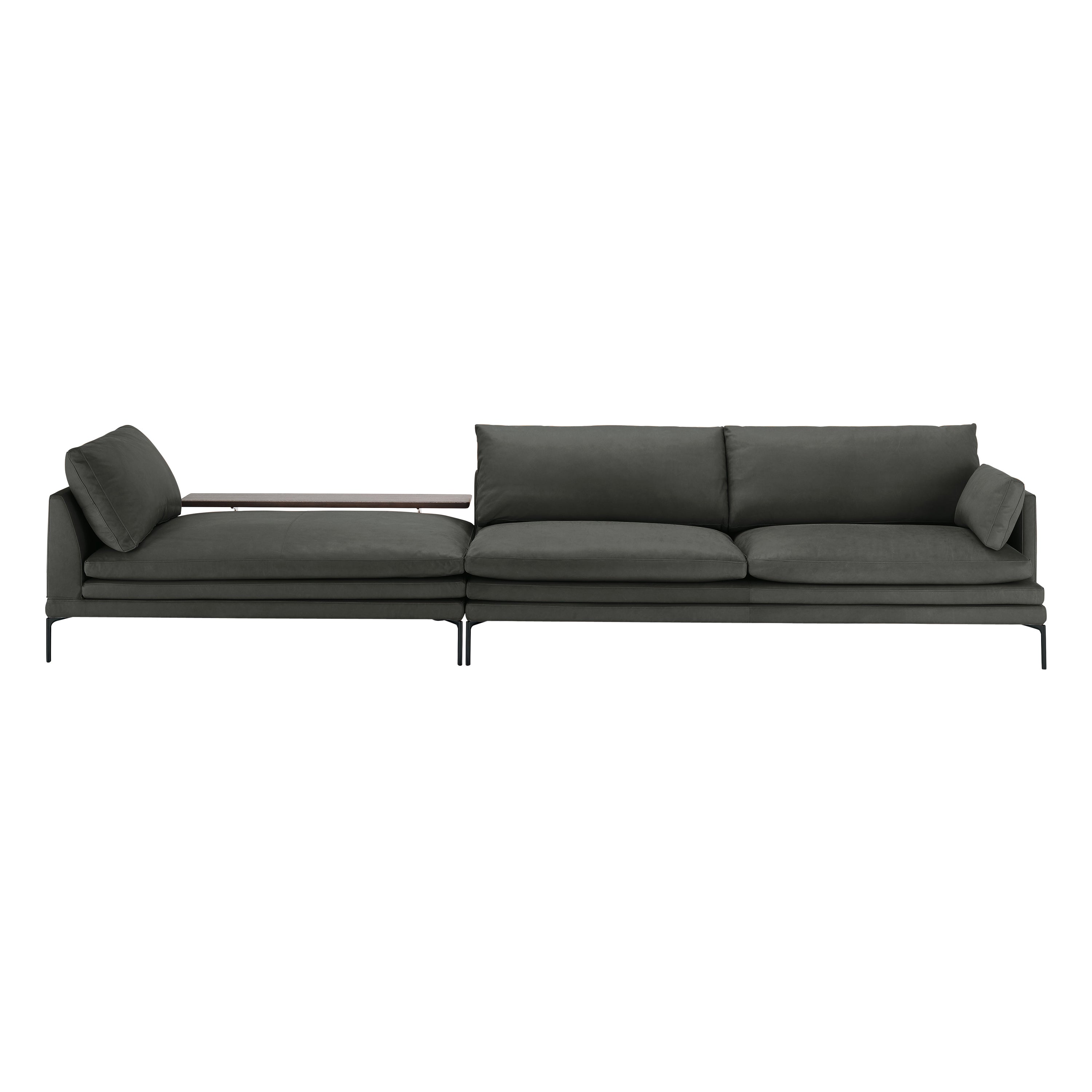 Canapé modulaire Zanotta William en cuir noir et cadre en acier de Damian Williamson