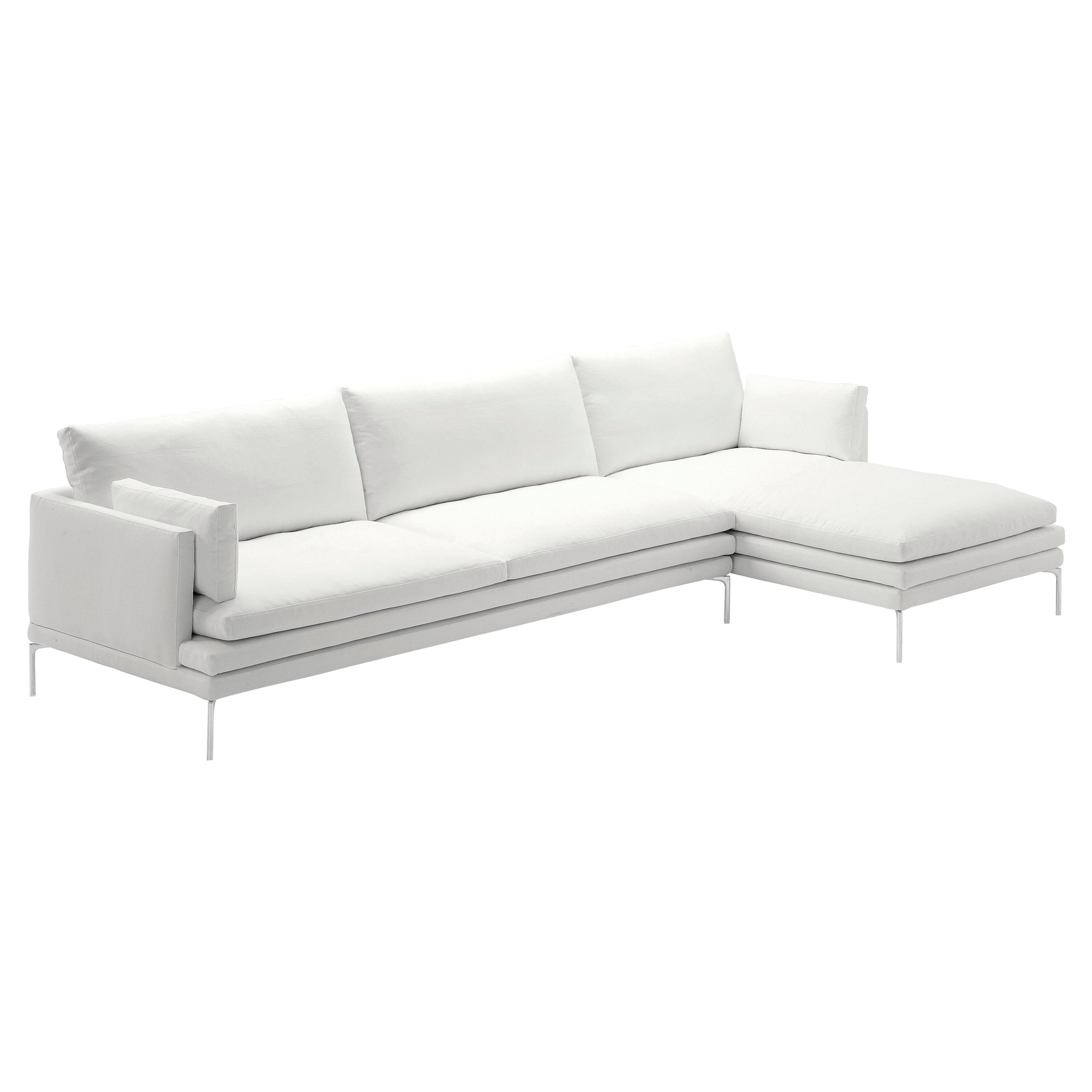 Modulares Sofa „Zanotta William“ aus weißem Stoff und Stahlgestell von Damian Williamson