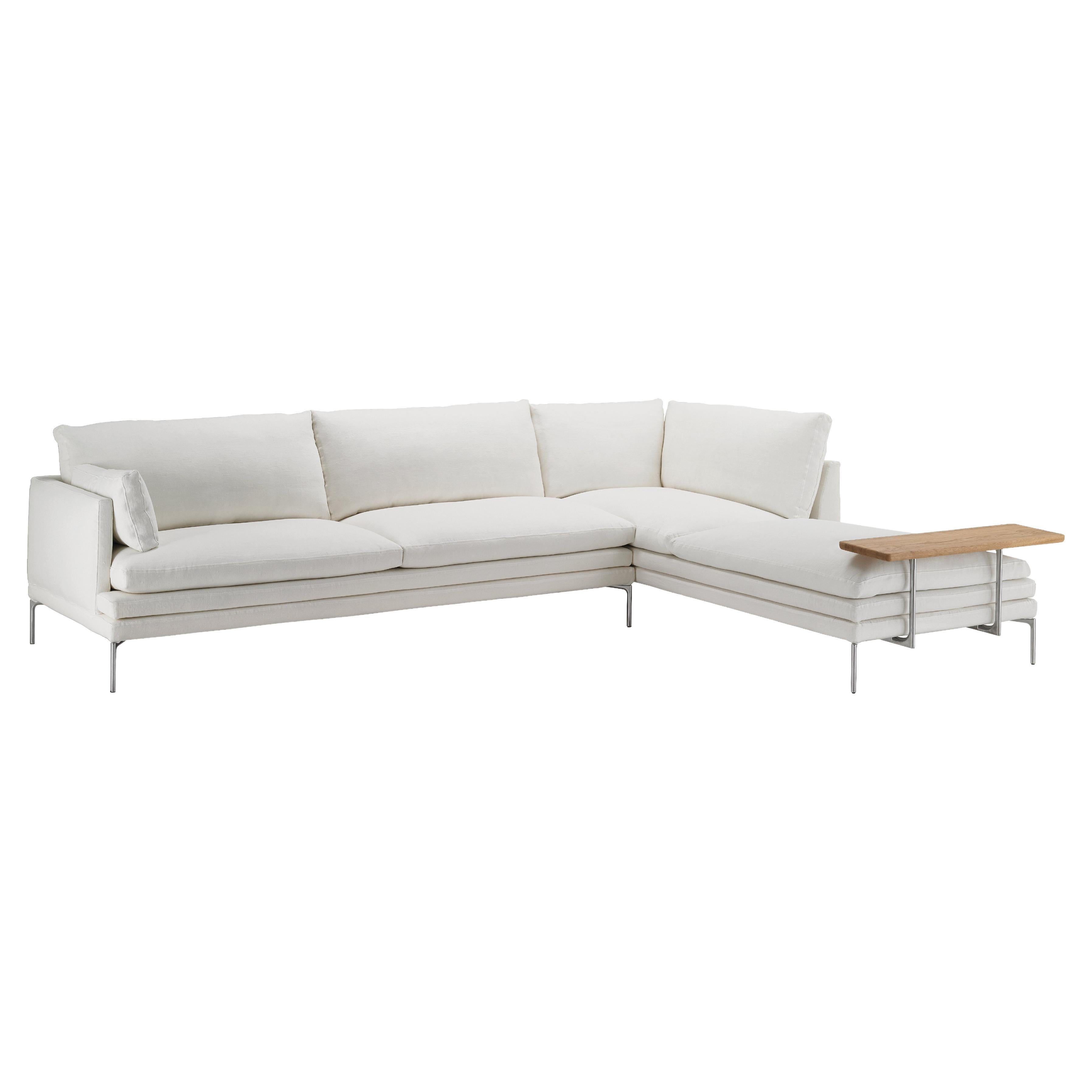 Zanotta William Modular Sofa with Shelf in White Fabric by Damian Williamson For Sale