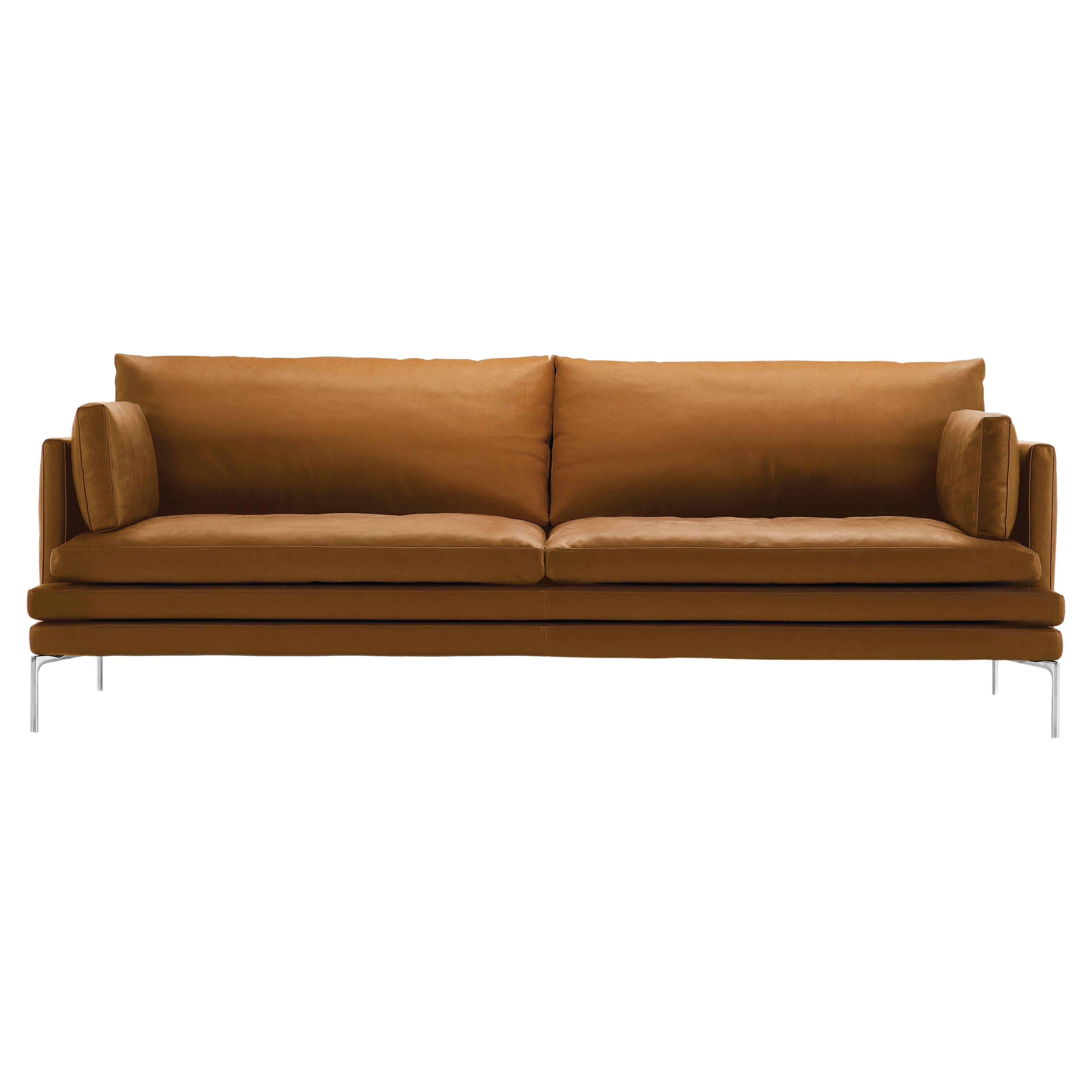 Zanotta William Monobloc Large Sofa in Brown Leather by Damian Williamson For Sale