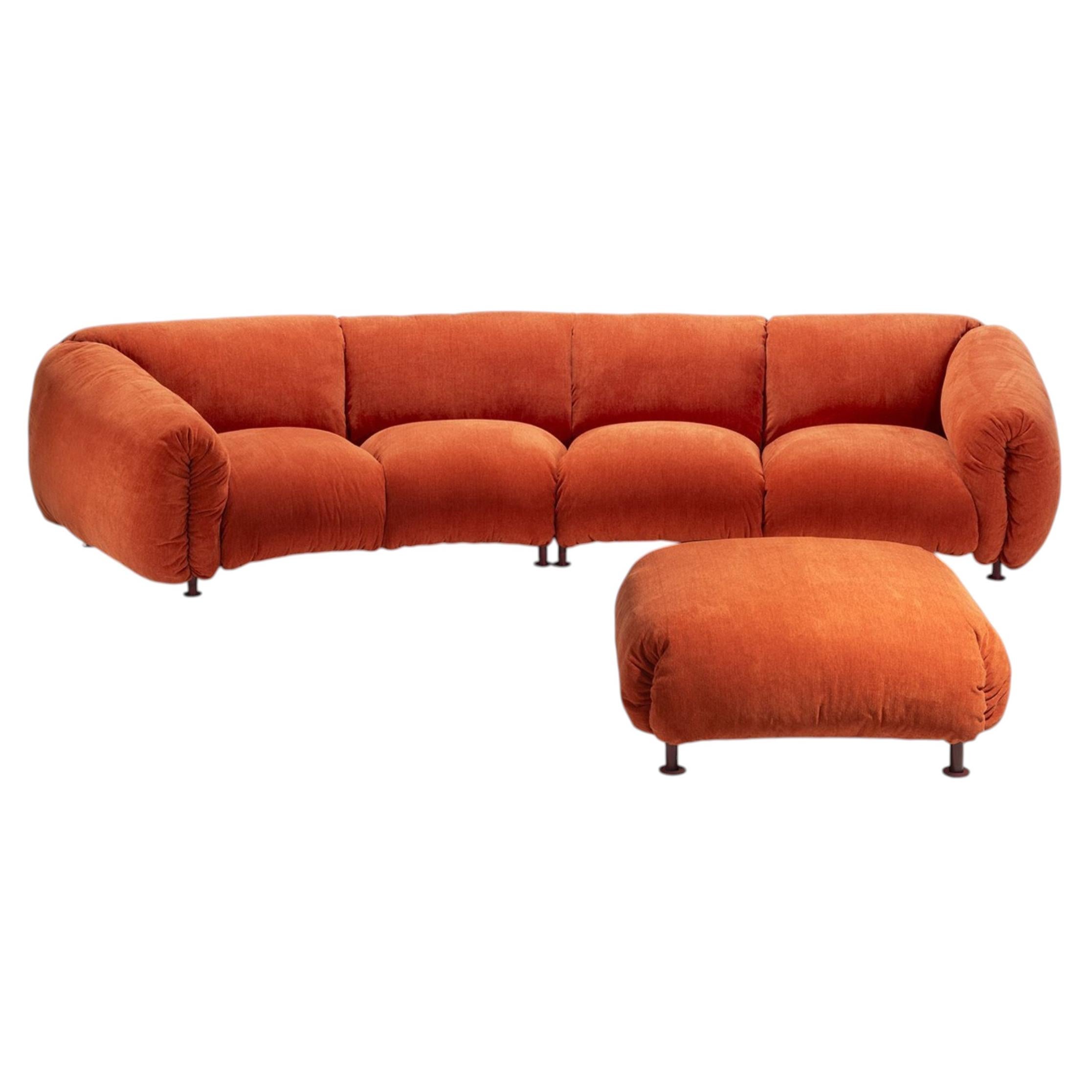 Zanotta Za:Za Max Modular Sofa with Pouf in Upholstery and Steel frame by Zaven For Sale