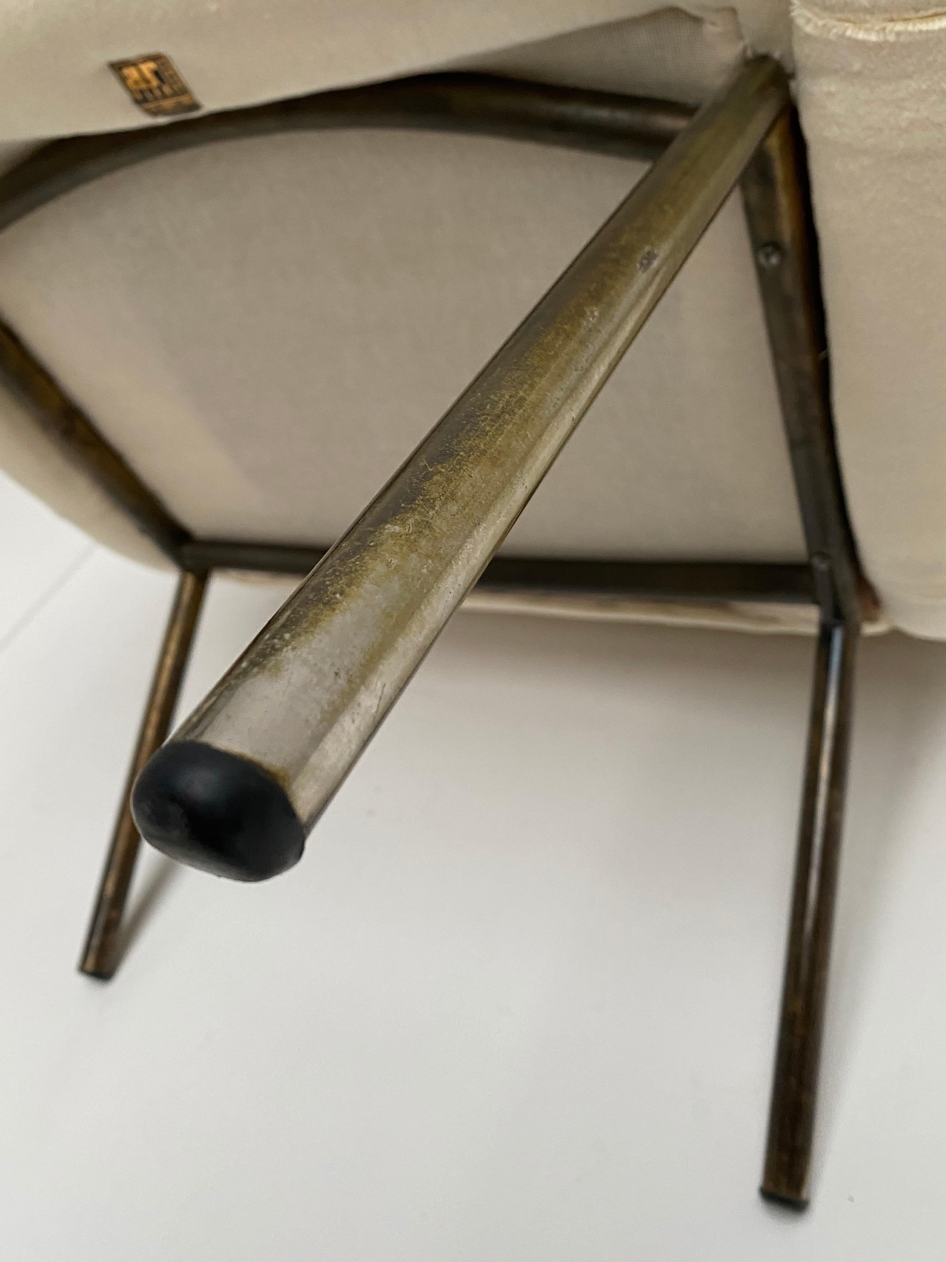 Zanuso Mohair 'Baby' Lounge Chairs, Early Wood Frames, Brass Legs, Arflex, 1951 8