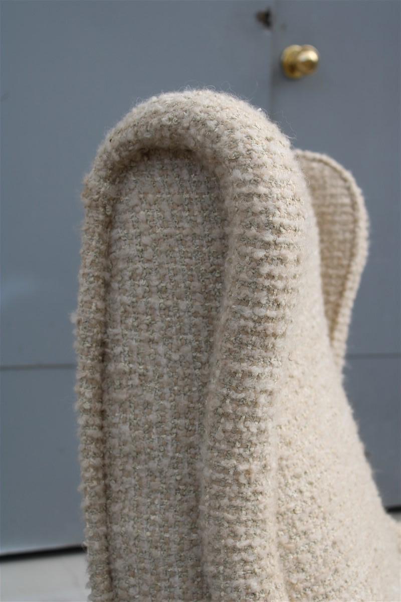 Zanuso Senior Armchair Midcentury Italian Design Wool Fabric 1950s Brass Feet For Sale 6