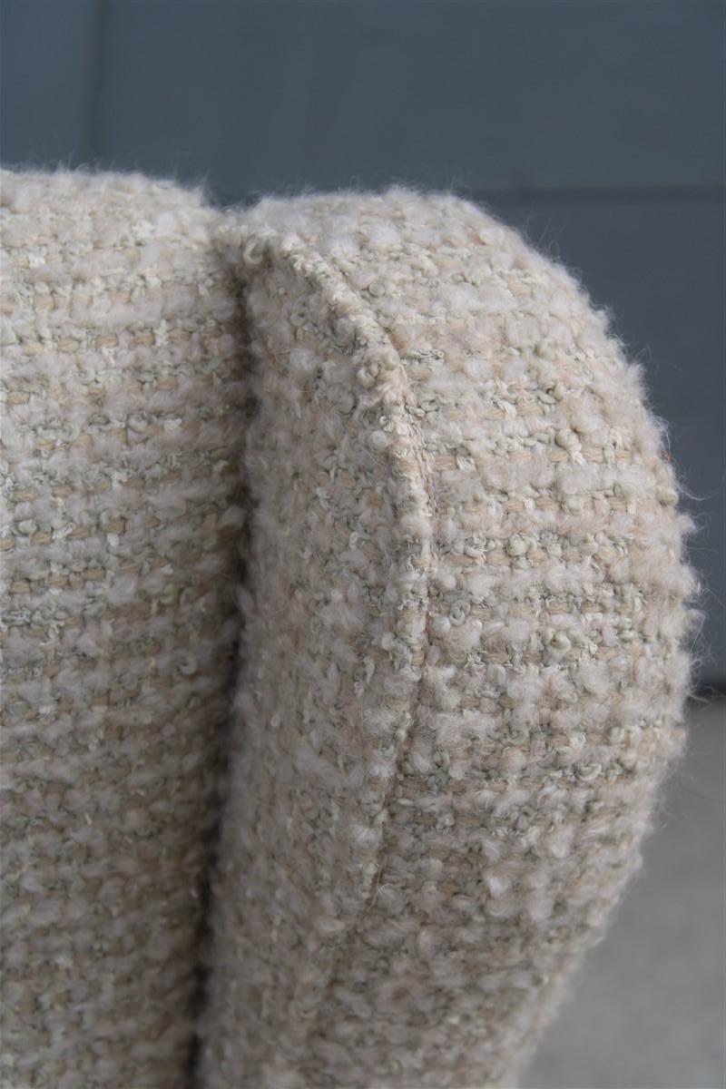 Zanuso Senior Armchair Midcentury Italian Design Wool Fabric 1950s Brass Feet For Sale 10