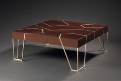 Zanzibar Coffee Table. Wengé wood. White gold leaves.  Garouste & Bonetti.