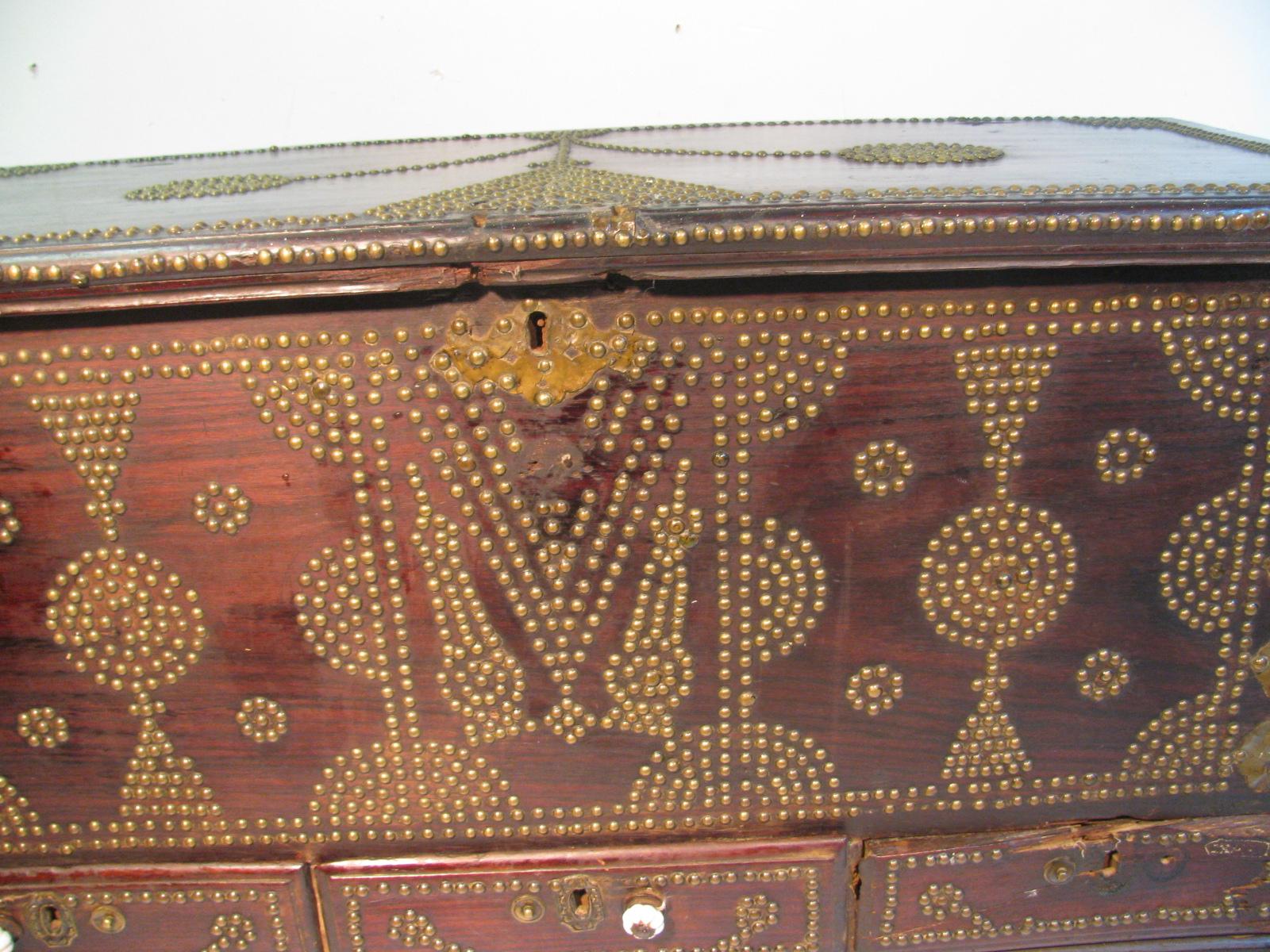 Zanzibar Mid-19th Century Studded Rosewood Chest with 3 Drawers 11