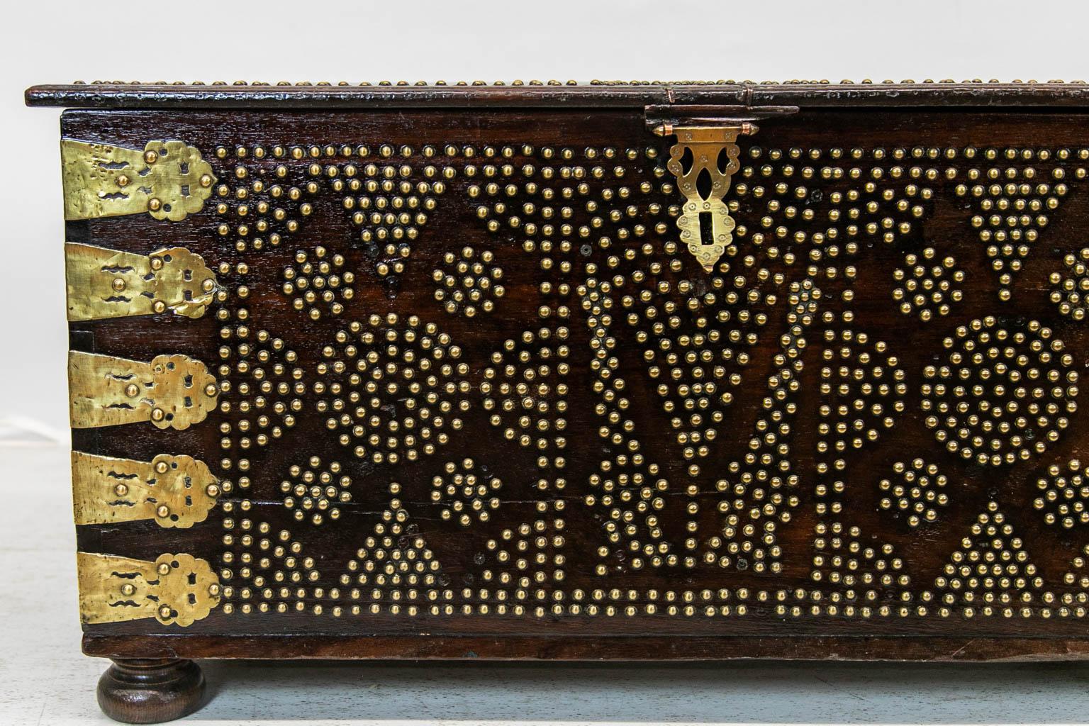Zanzibar Studded African Walnut Trunk In Good Condition In Wilson, NC