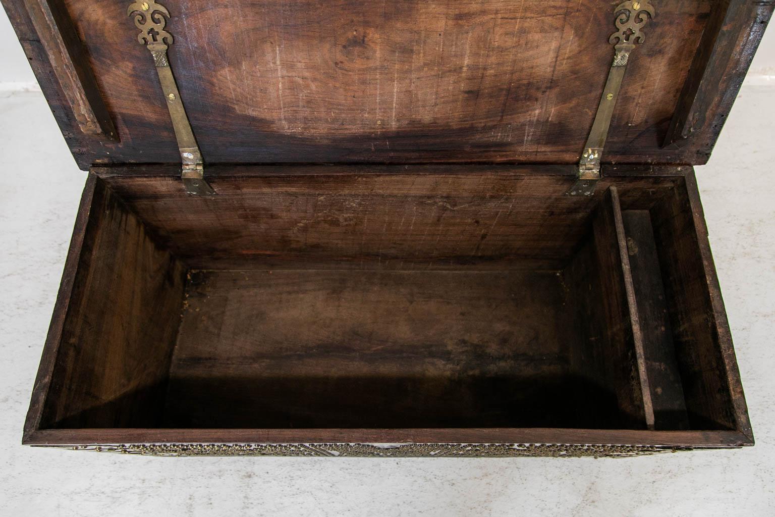 Brass Zanzibar Studded African Walnut Trunk