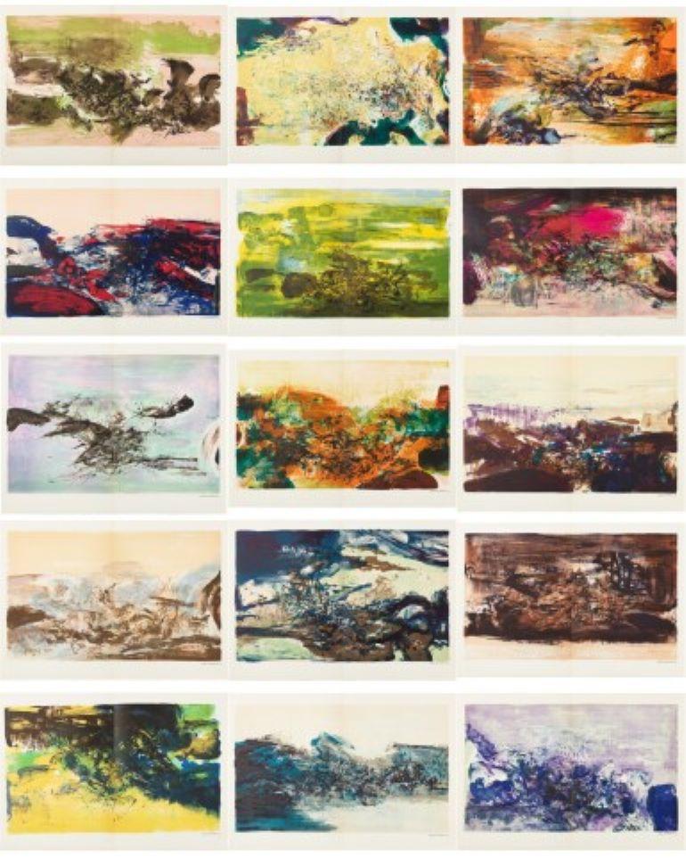Zao Wou-Ki Abstract Print -  À la gloire de l'image et art poétique 15 lithographs by Zao Wou-ki  AGE271-285