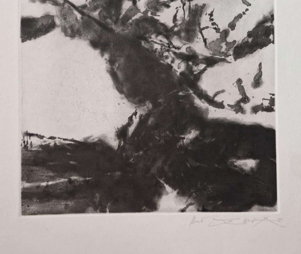 A Mightier Way - Incisione originale firmata a mano - PROVA UNICA (Agerup #370) - Abstract Print Grigio di Zao Wou-Ki
