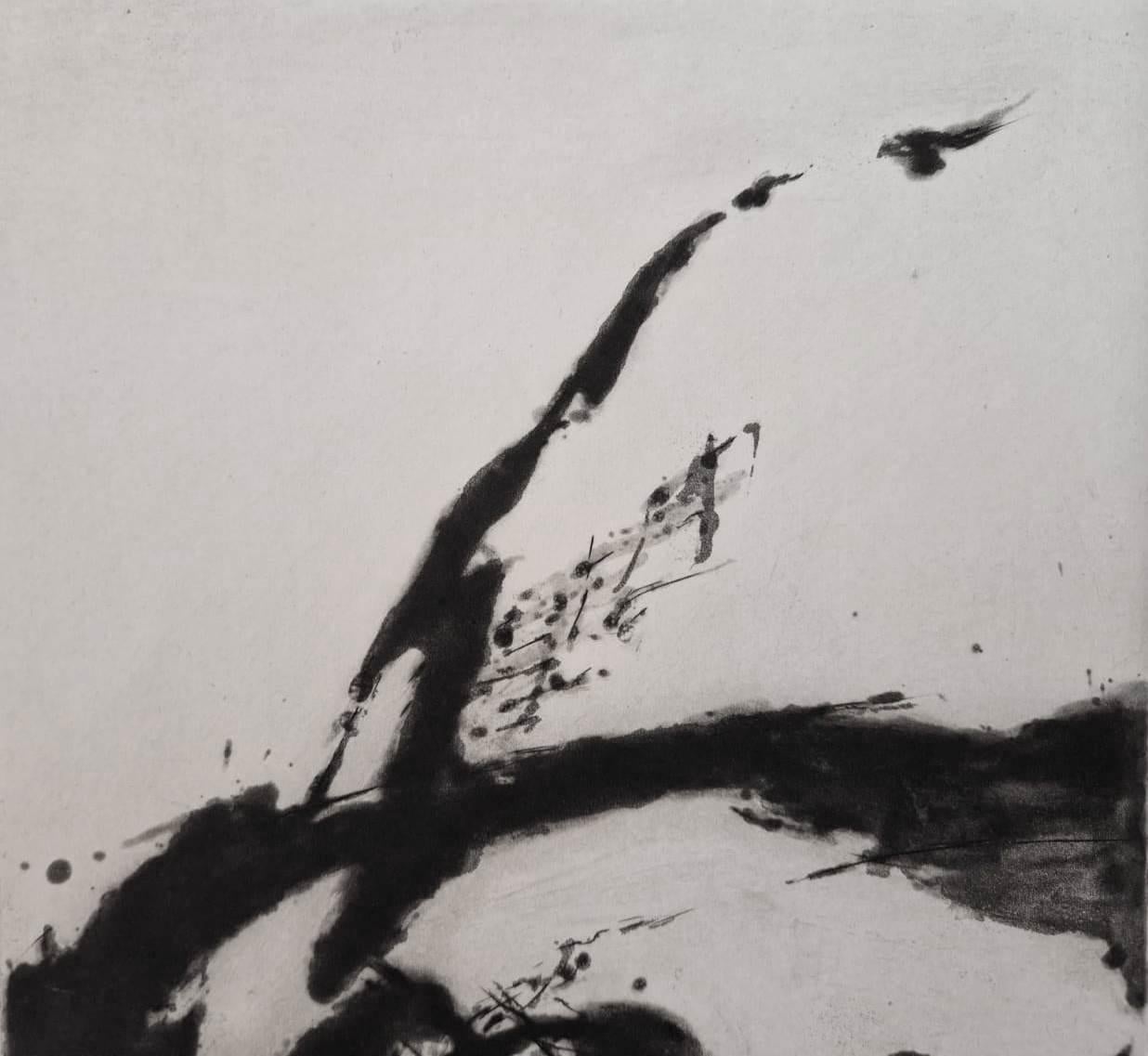 A Woman's face - Original handsigned etching - UNIQUE PROOF (Agerup #371) - Abstract Print by Zao Wou-Ki
