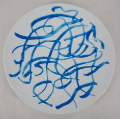 Abstract : Blue Lines - Screenprint of Porcelain Plate (Bernardaud)