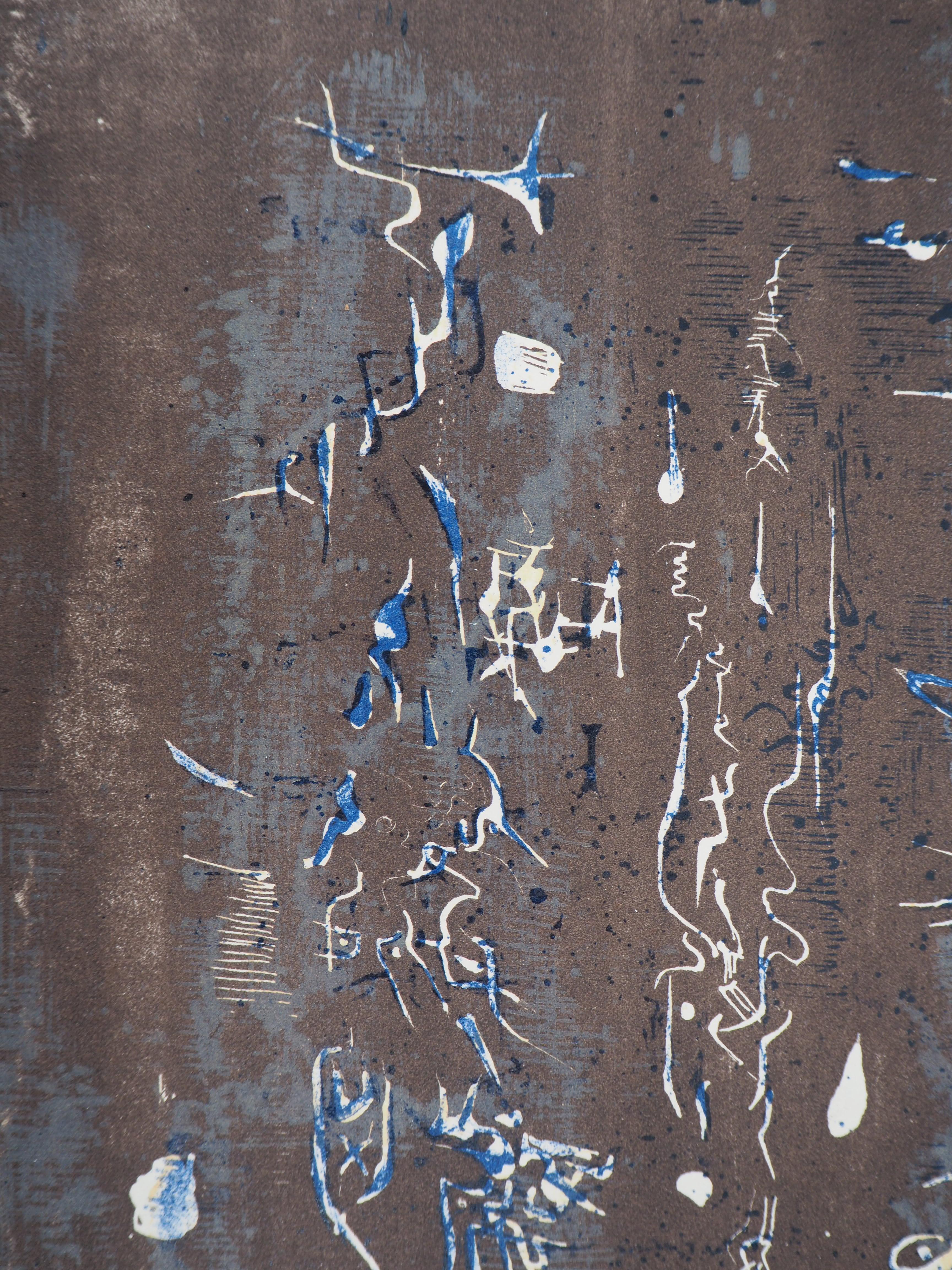 Abstrakte abstrakte Komposition - Original Lithographie (Agerup #113) (Grau), Abstract Print, von Zao Wou-Ki