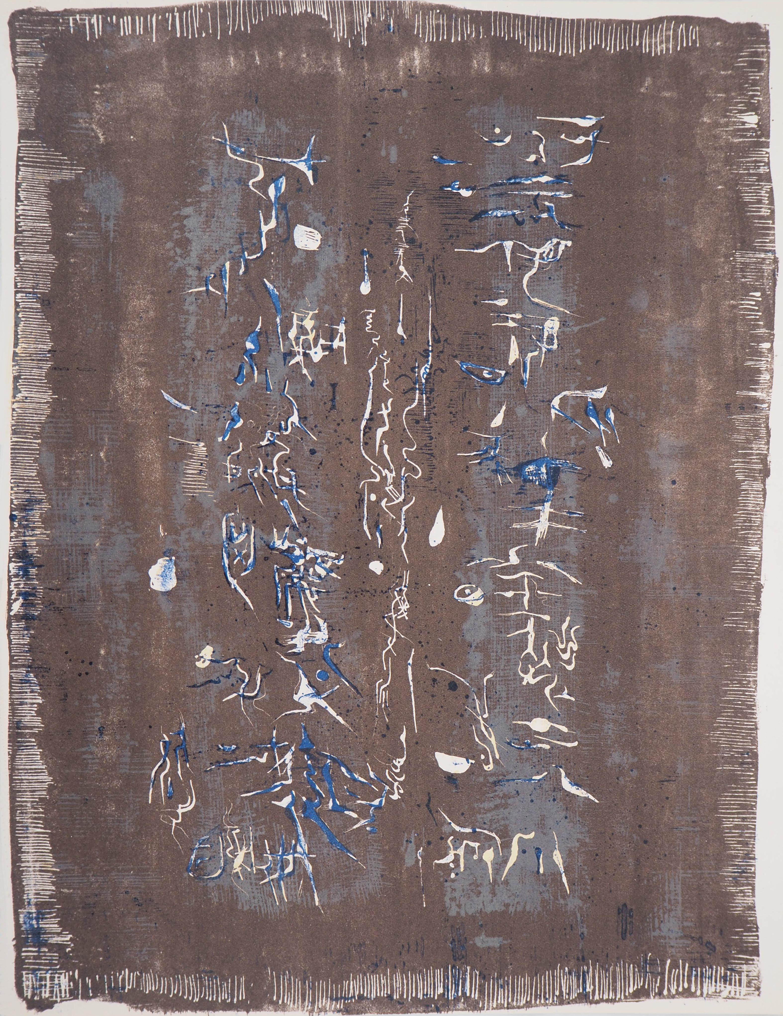 Zao Wou-Ki Abstract Print – Abstrakte abstrakte Komposition - Original Lithographie (Agerup #113)