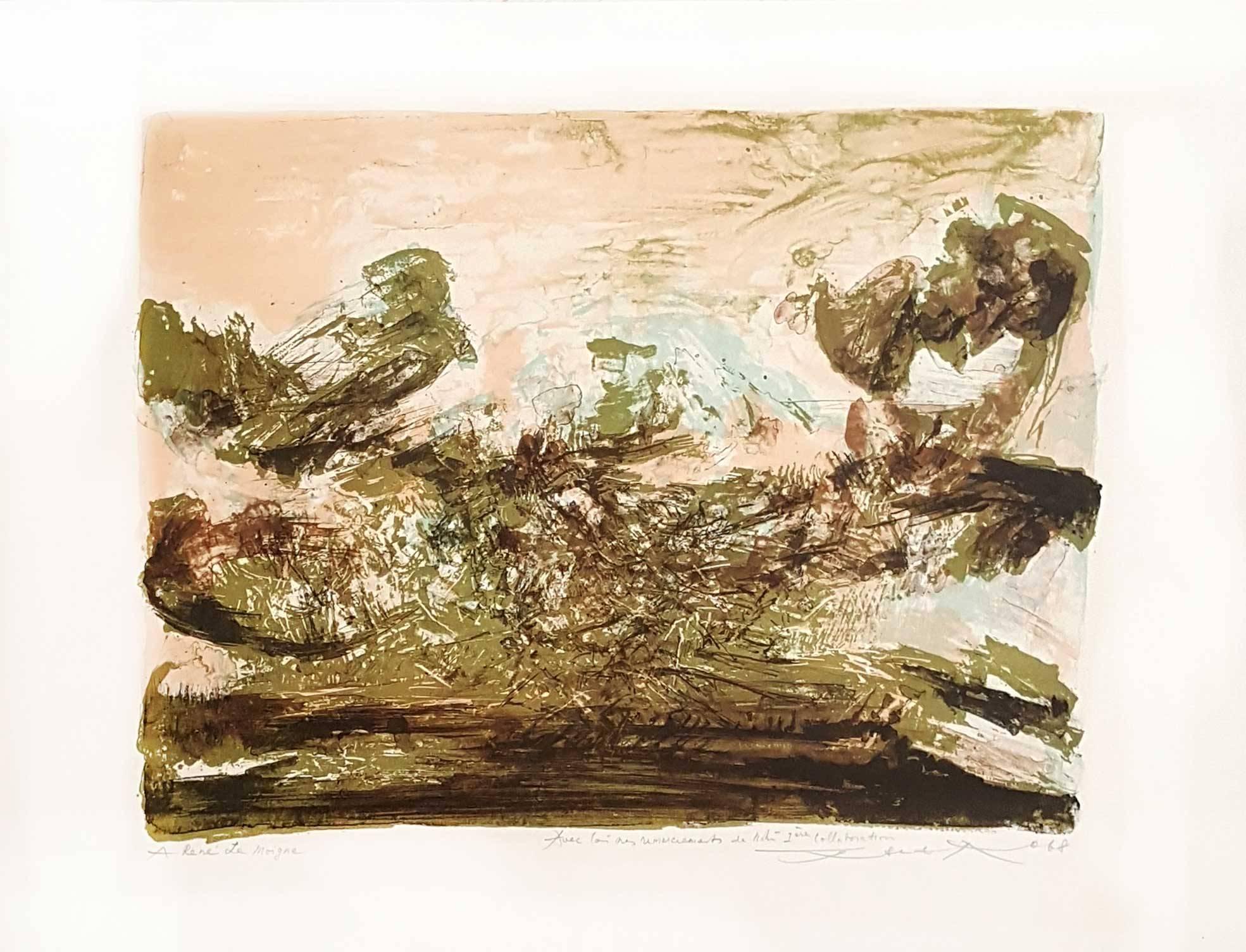 Zao Wou-Ki Abstract Print - Composition - Original Lithograph Handsigned - 120 copies