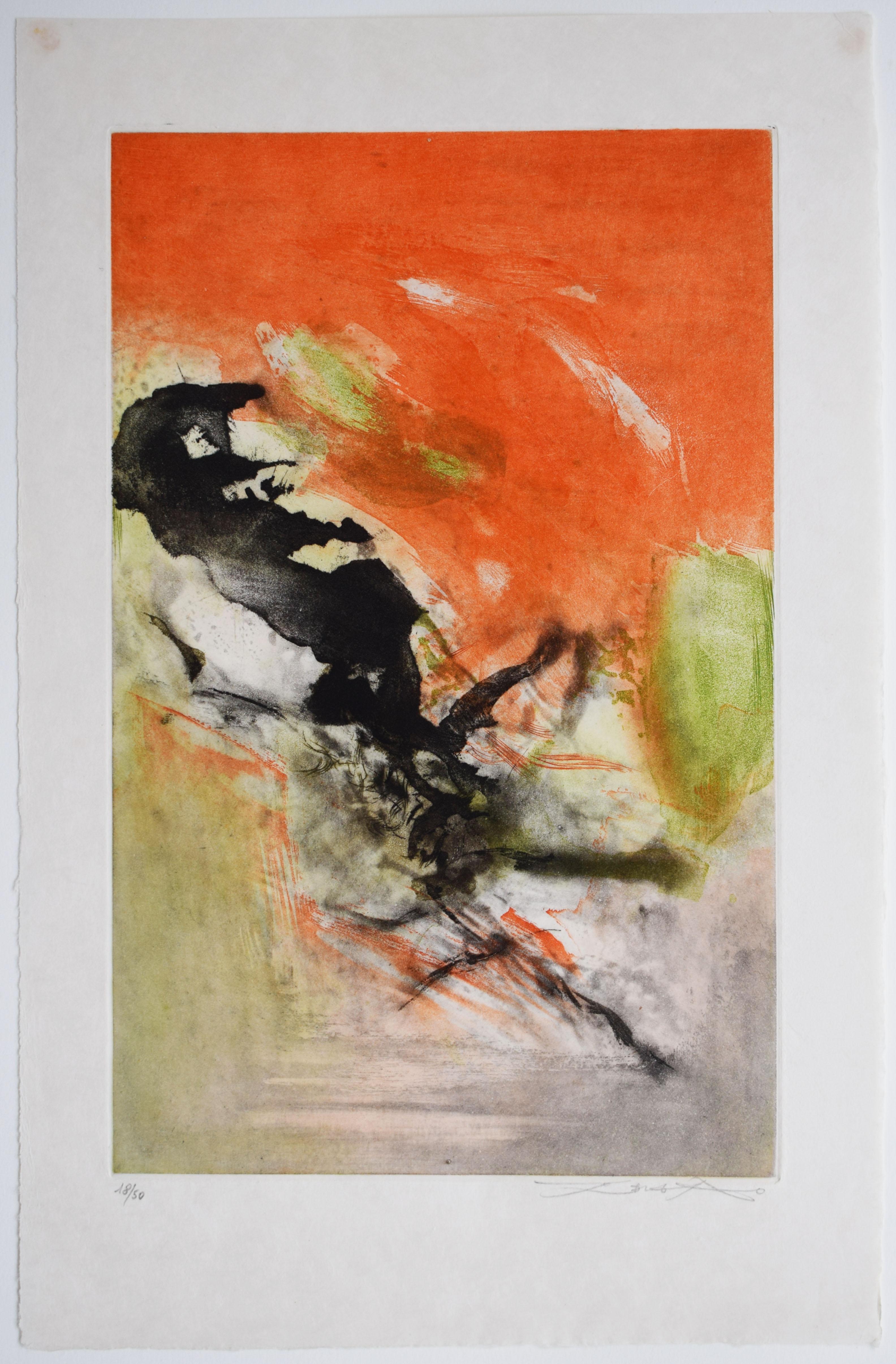 Composition II, from: Canto Pisan - Chinese French Canto Literature Abstract - Print by Zao Wou-Ki