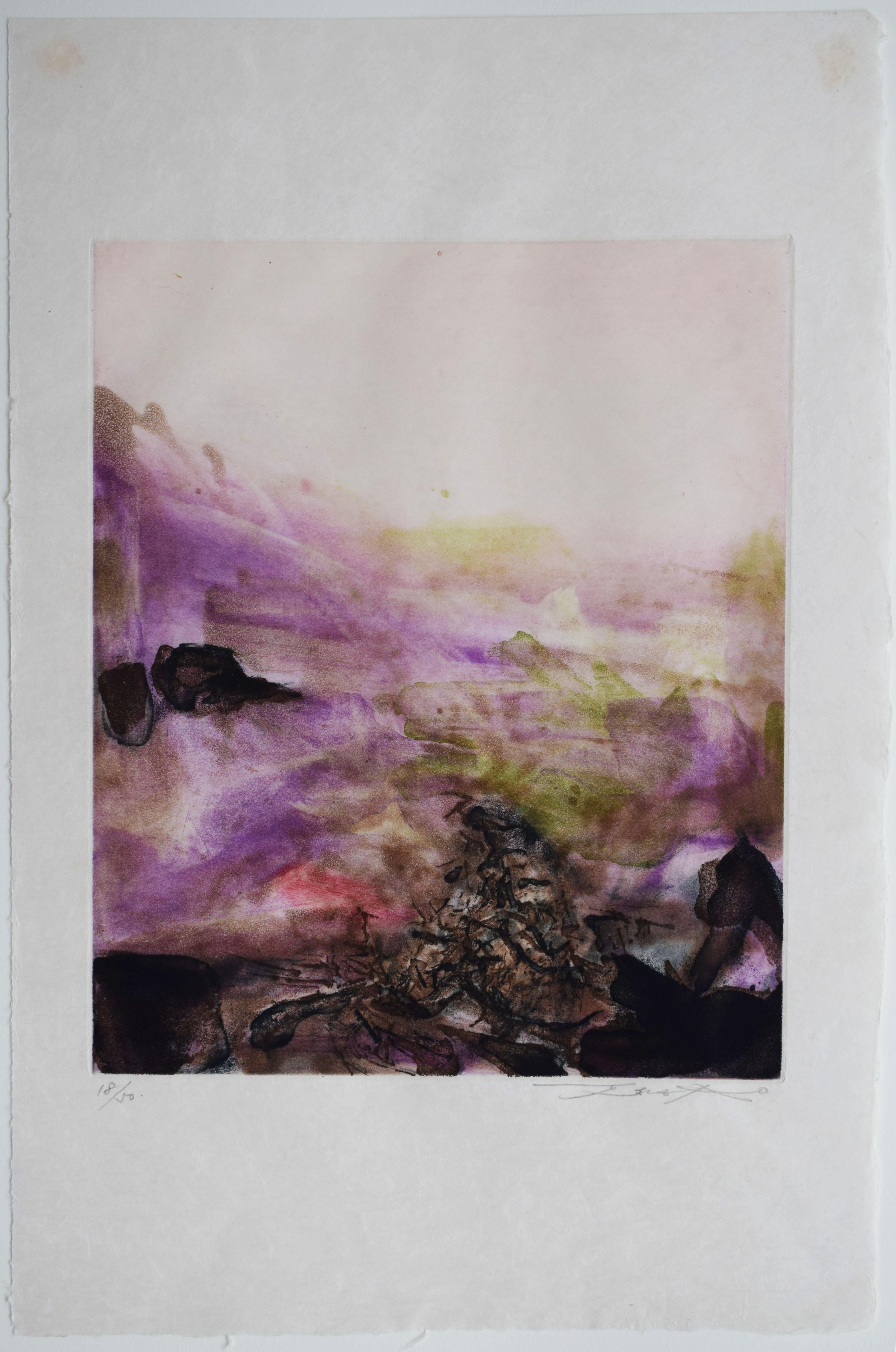 Composition V, from: Canto Pisan - Chinese French Canto Literature Abstract - Print by Zao Wou-Ki