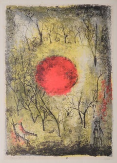 Le Soleil Rouge (1950) [Red] Limited Edition of 200 by Zao Wou-ki (AGE 41)