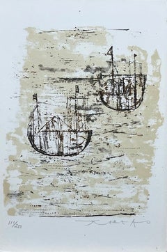 „Les petits bateaux“ (Die kleinen Schiffe), 1953, Lithografie von Zao Wou-ki, signiert