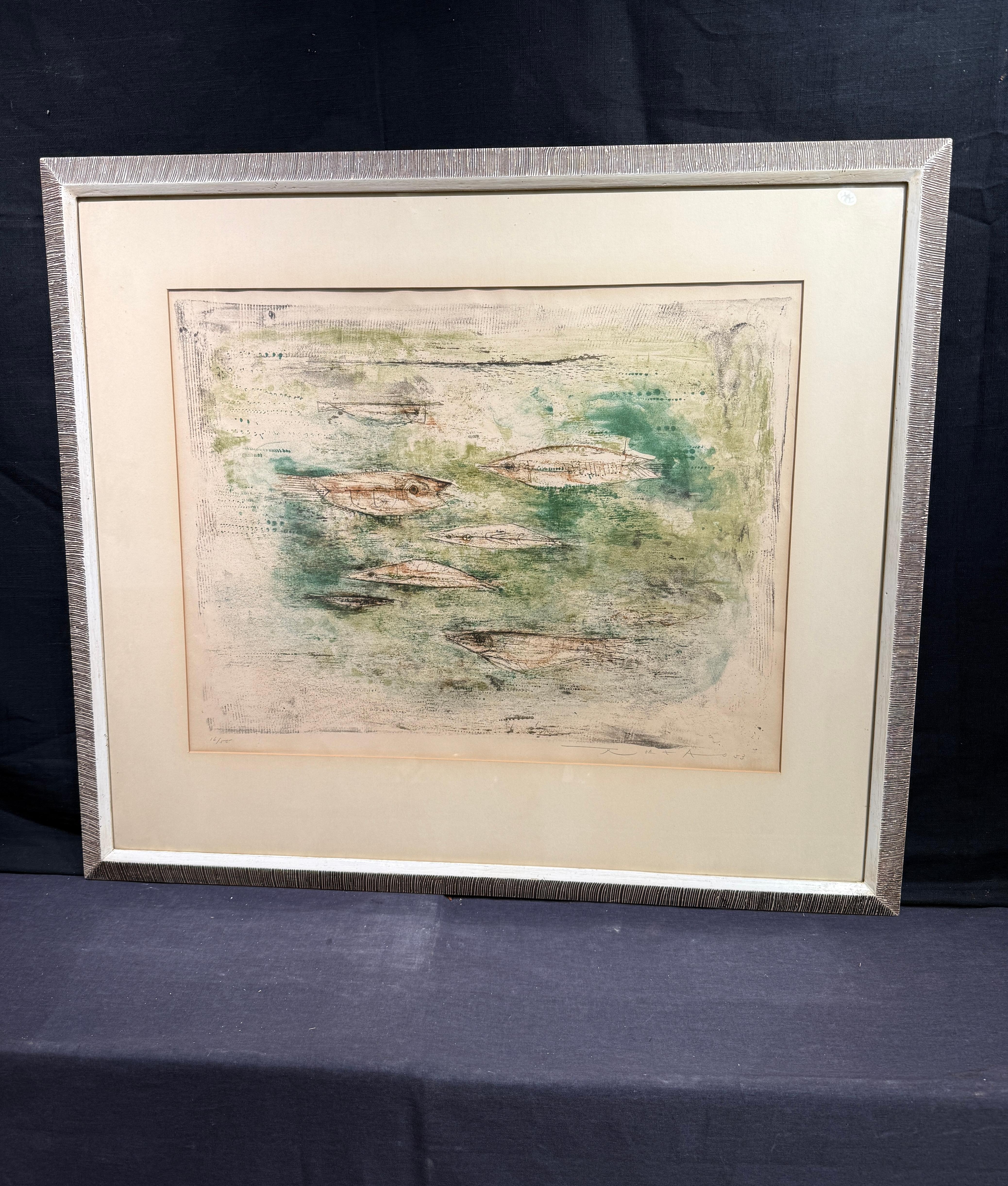 Les Poissons - Abstract Print Beige de Zao Wou-Ki