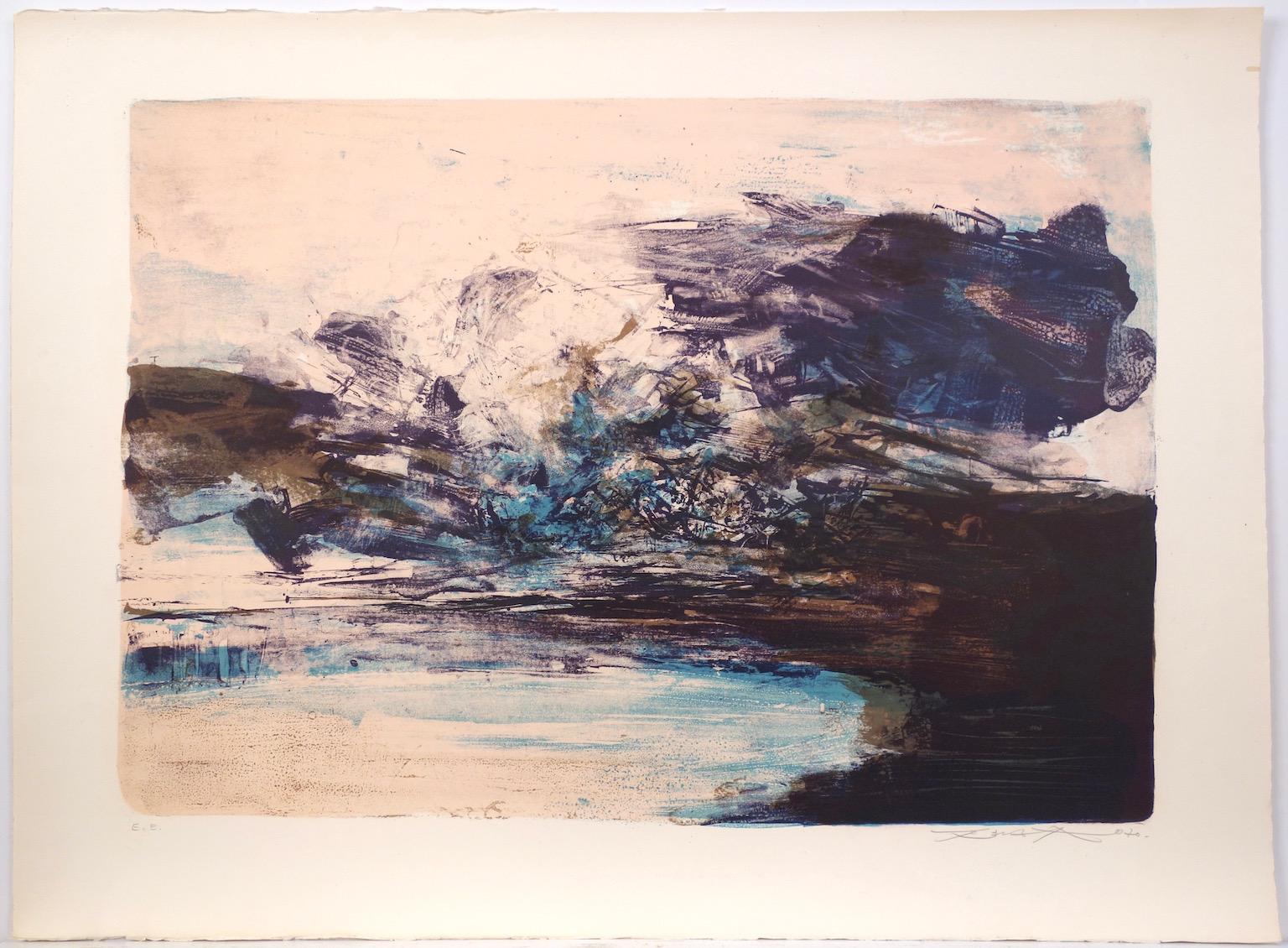 Untitled (Composition in Blue) - Print by Zao Wou-Ki