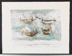 Voiles à la mer lithograph by Zao Wou-ki 1953 (AGE 81)