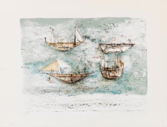 Vintage Voiles à la mer lithograph by Zao Wou-ki 1953 (AGE 81)