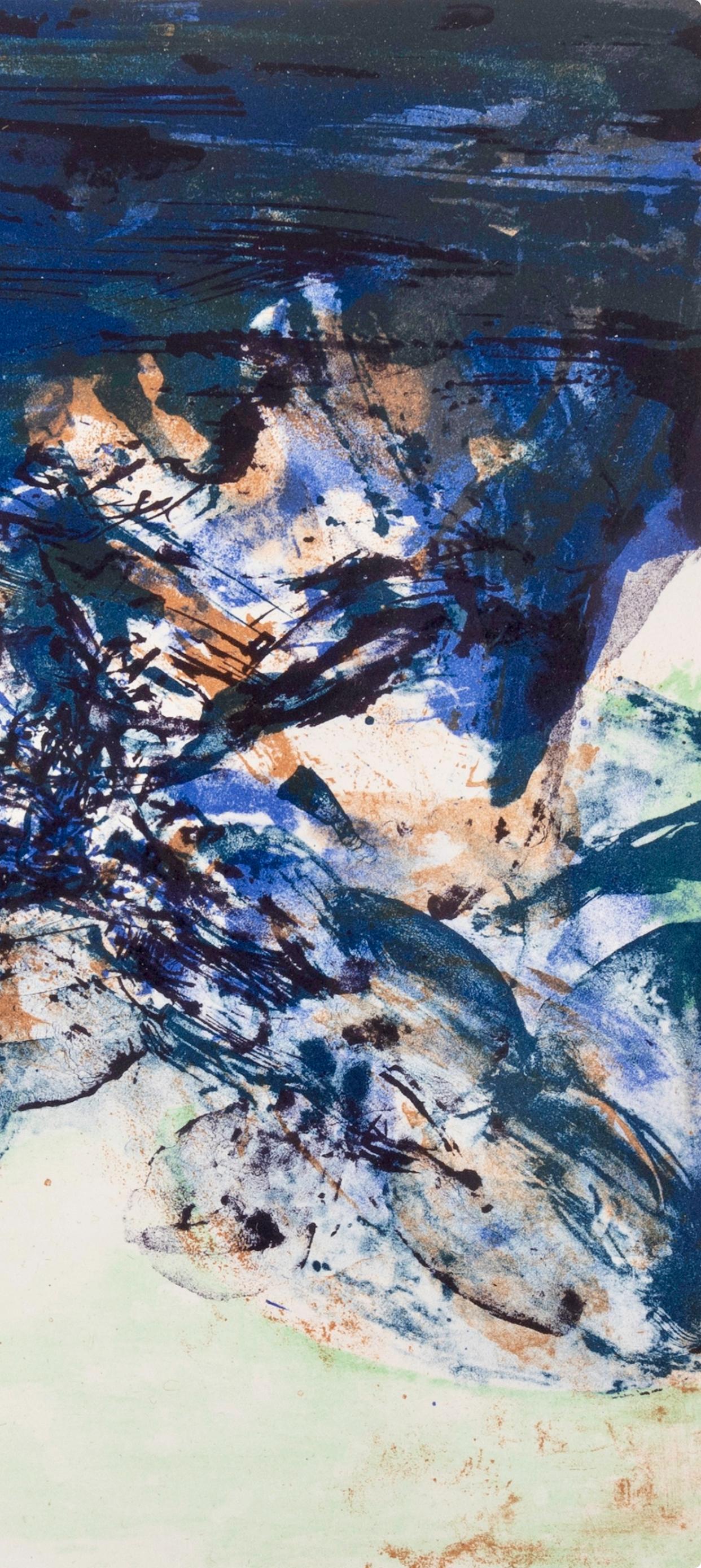 Wou-Ki 赵无极, Composition, San Lazzaro et ses Amis, XXe Siècle (d'après) - Violet Abstract Print par Zao Wou-Ki