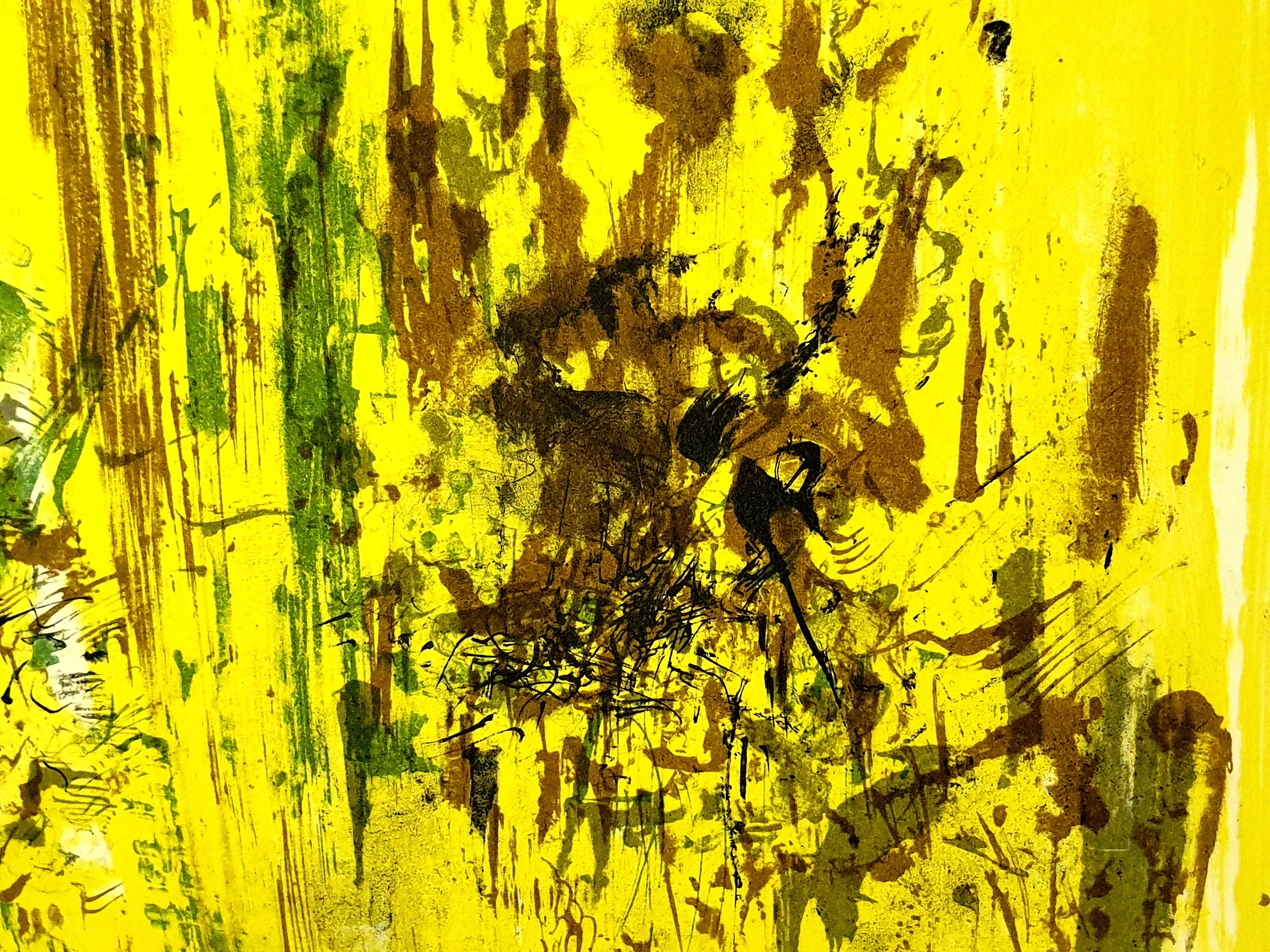 Zao Wou-ki - Original Lithograph - Abstract Composition - Yellow Abstract Print by Zao Wou-Ki
