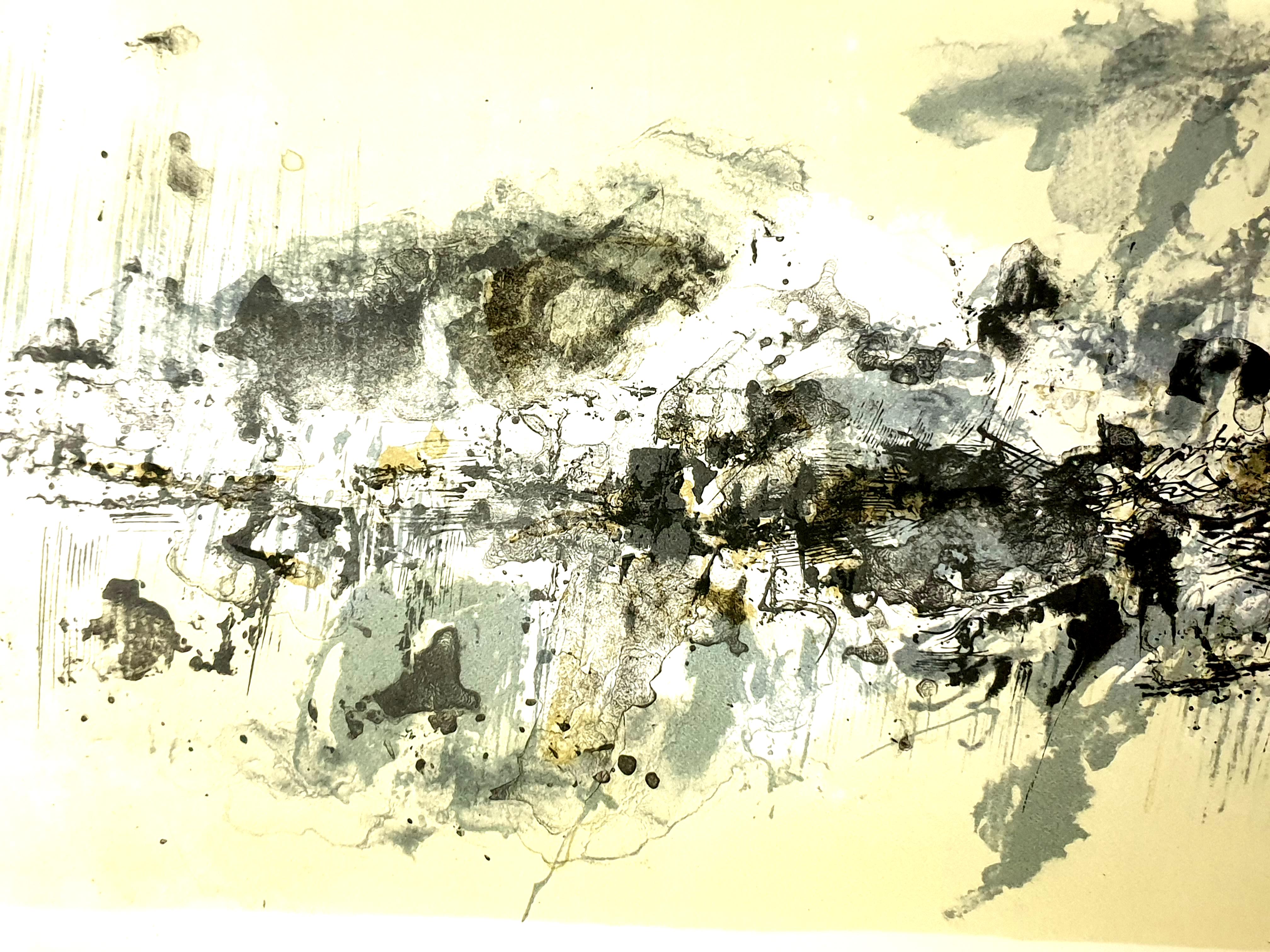 Zao Wou-ki - Original Lithograph - Abstract Composition - Beige Abstract Print by Zao Wou-Ki