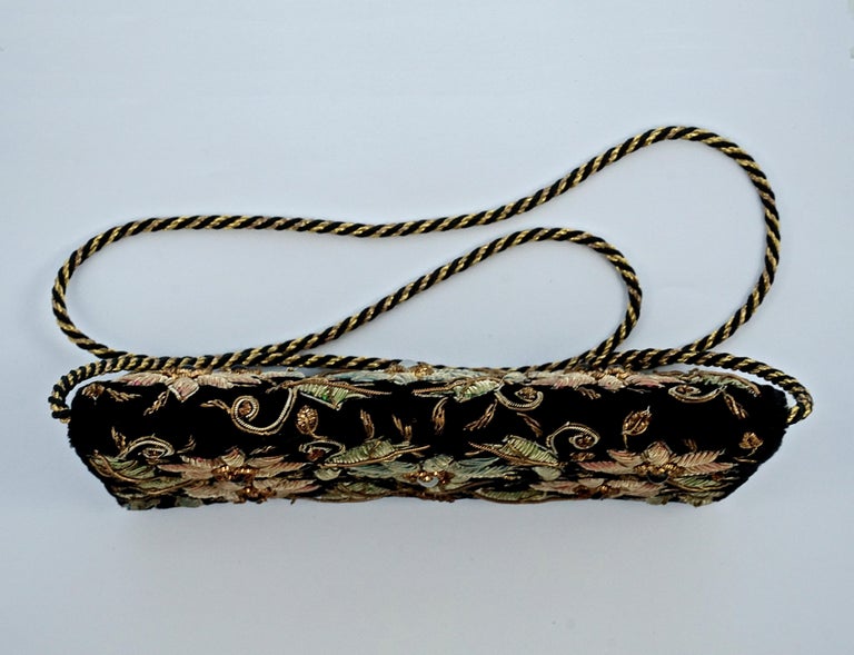 VINTAGE / ANTIQUE Zardozi goldwork handbag, beaded black velvet