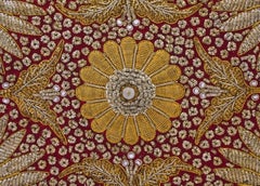 Zardozi Floral Embroidered Red Velvet Hand Bag circa 1950s