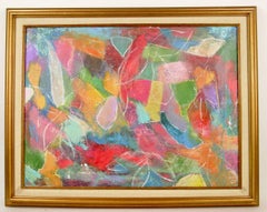 Vintage Modern American Colorful  Abstract Expressionist Painting Circa 1950's