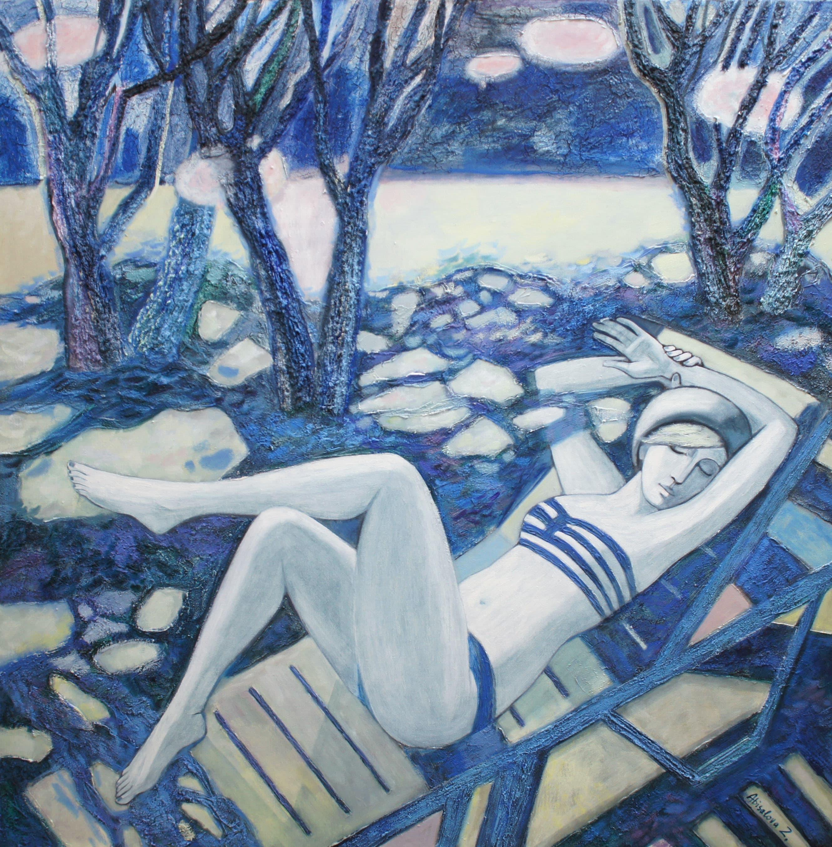 In the moonlight, 120x120 cm, acrylic on canvas