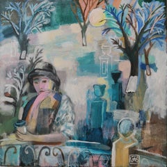 Zarina Abisalova - En pensée, 100x100 cm, acrylique sur toile En pensée, 100x100 cm, acrylique sur toile