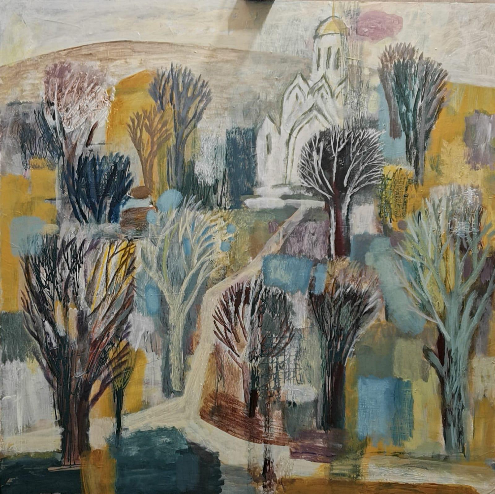 white road, 100x100 cm, acrylic on canvas