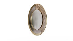 Zarok Round Mirror With Metallic Frame and Marble Detail