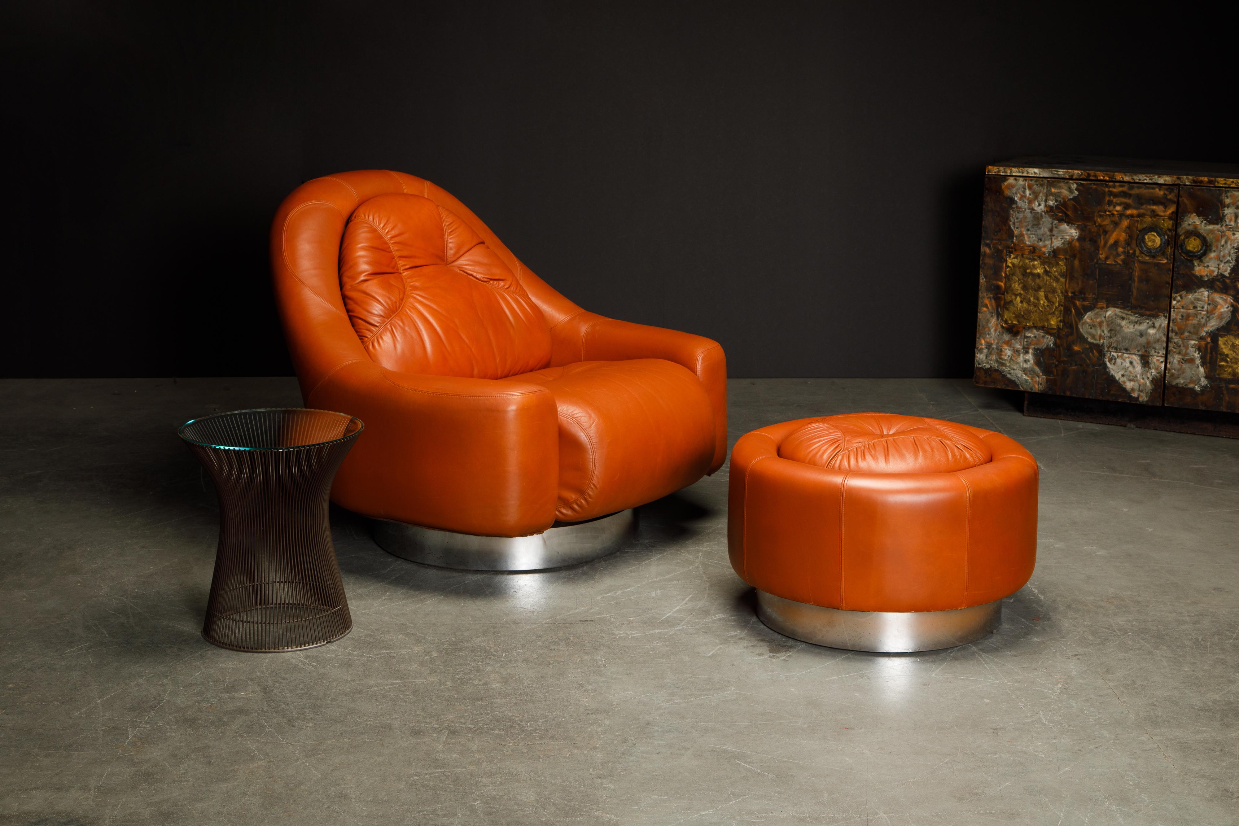 'Zator' Swivel Chair and Ottoman by Guido Faleschini for Mariani, 1971, Signed 11