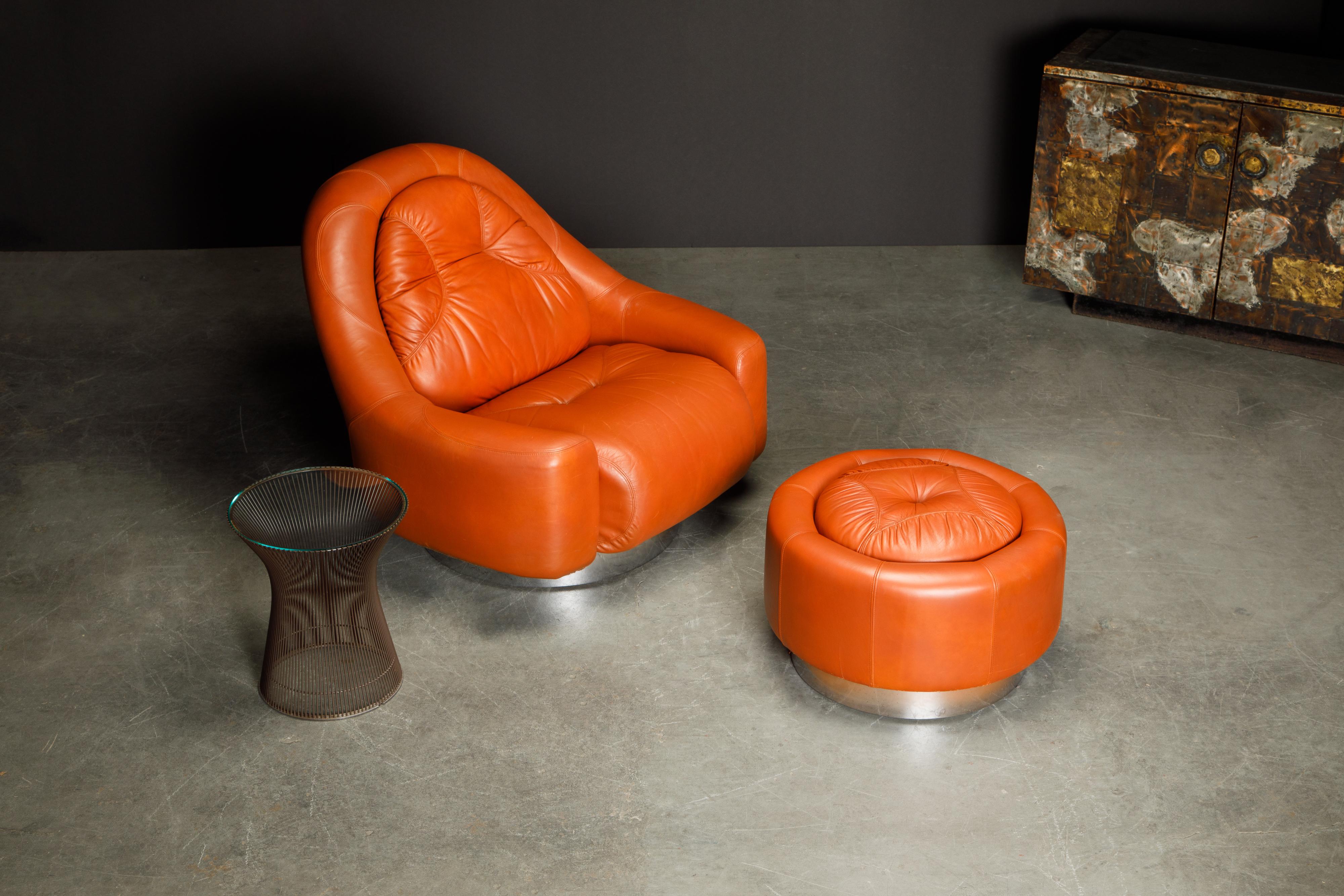 'Zator' Swivel Chair and Ottoman by Guido Faleschini for Mariani, 1971, Signed 12