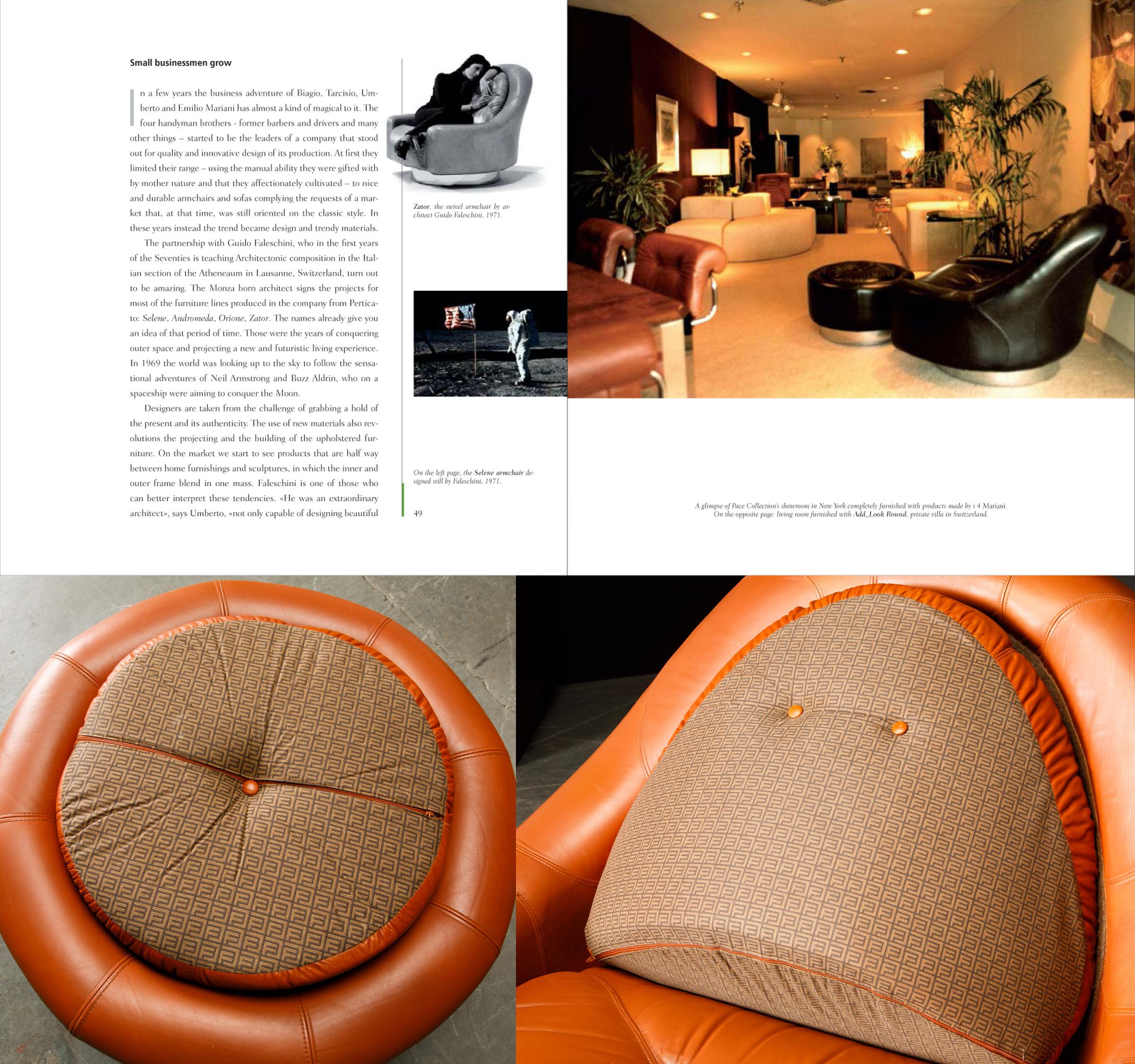 'Zator' Swivel Chair and Ottoman by Guido Faleschini for Mariani, 1971, Signed 13