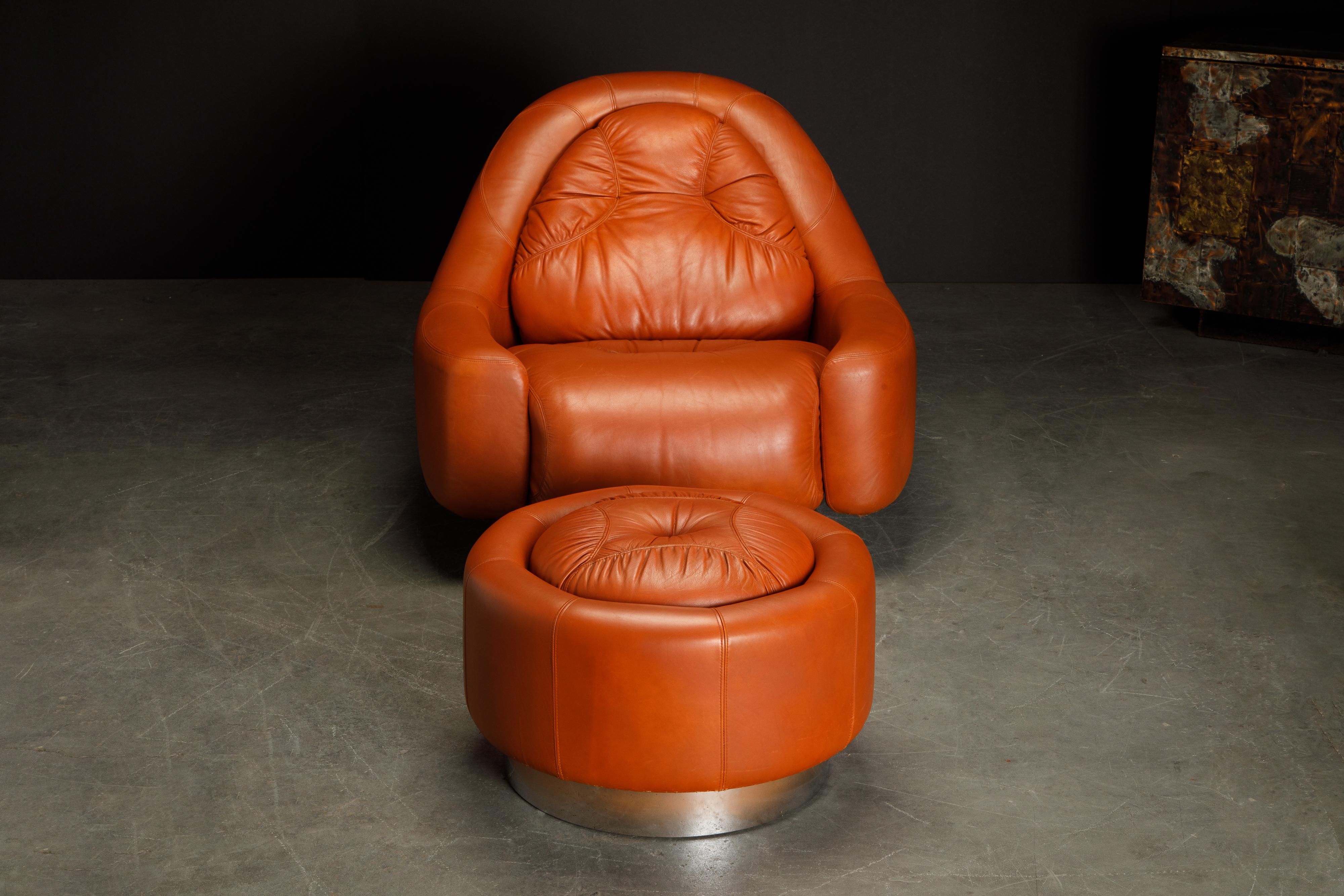 Modern 'Zator' Swivel Chair and Ottoman by Guido Faleschini for Mariani, 1971, Signed