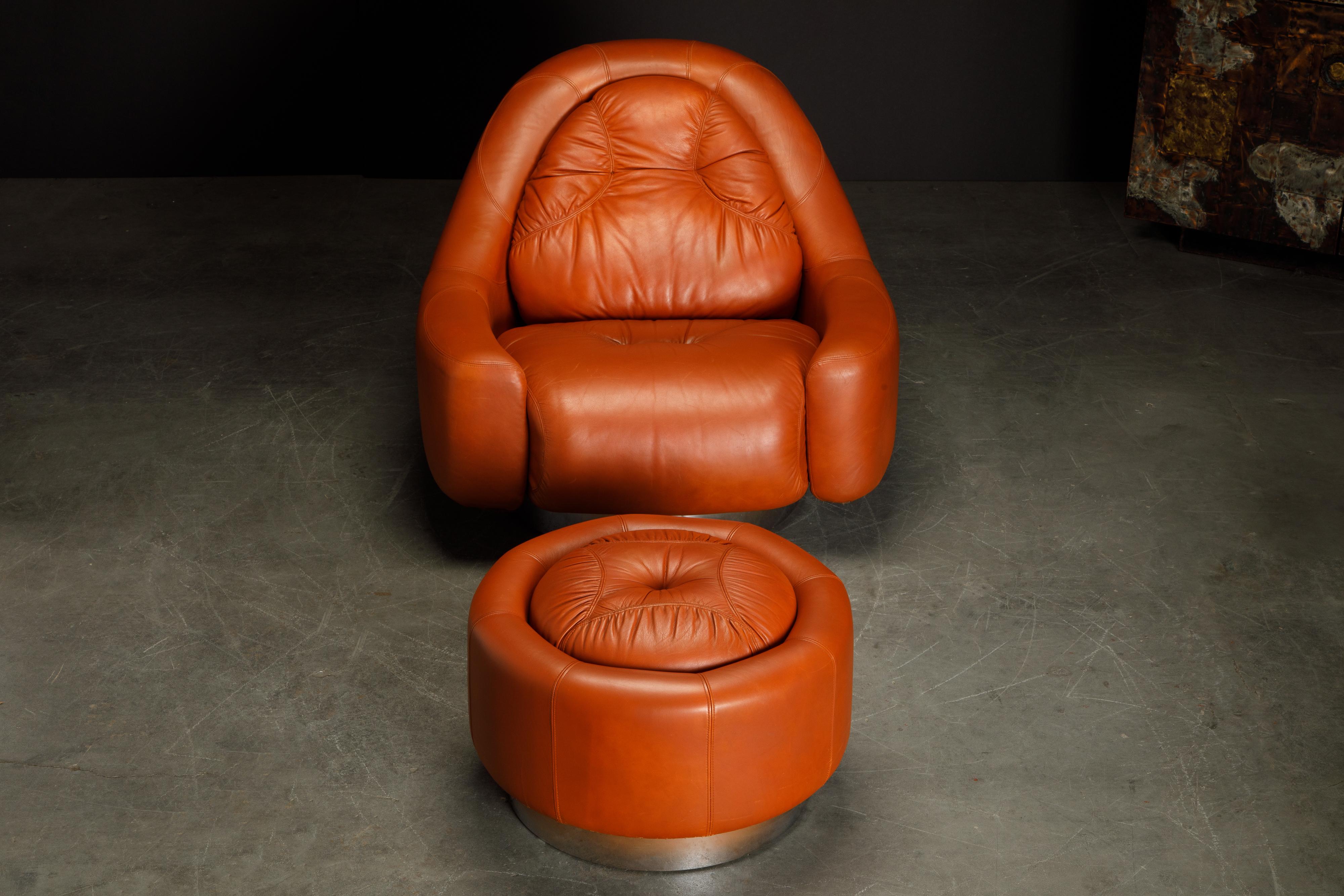 Italian 'Zator' Swivel Chair and Ottoman by Guido Faleschini for Mariani, 1971, Signed