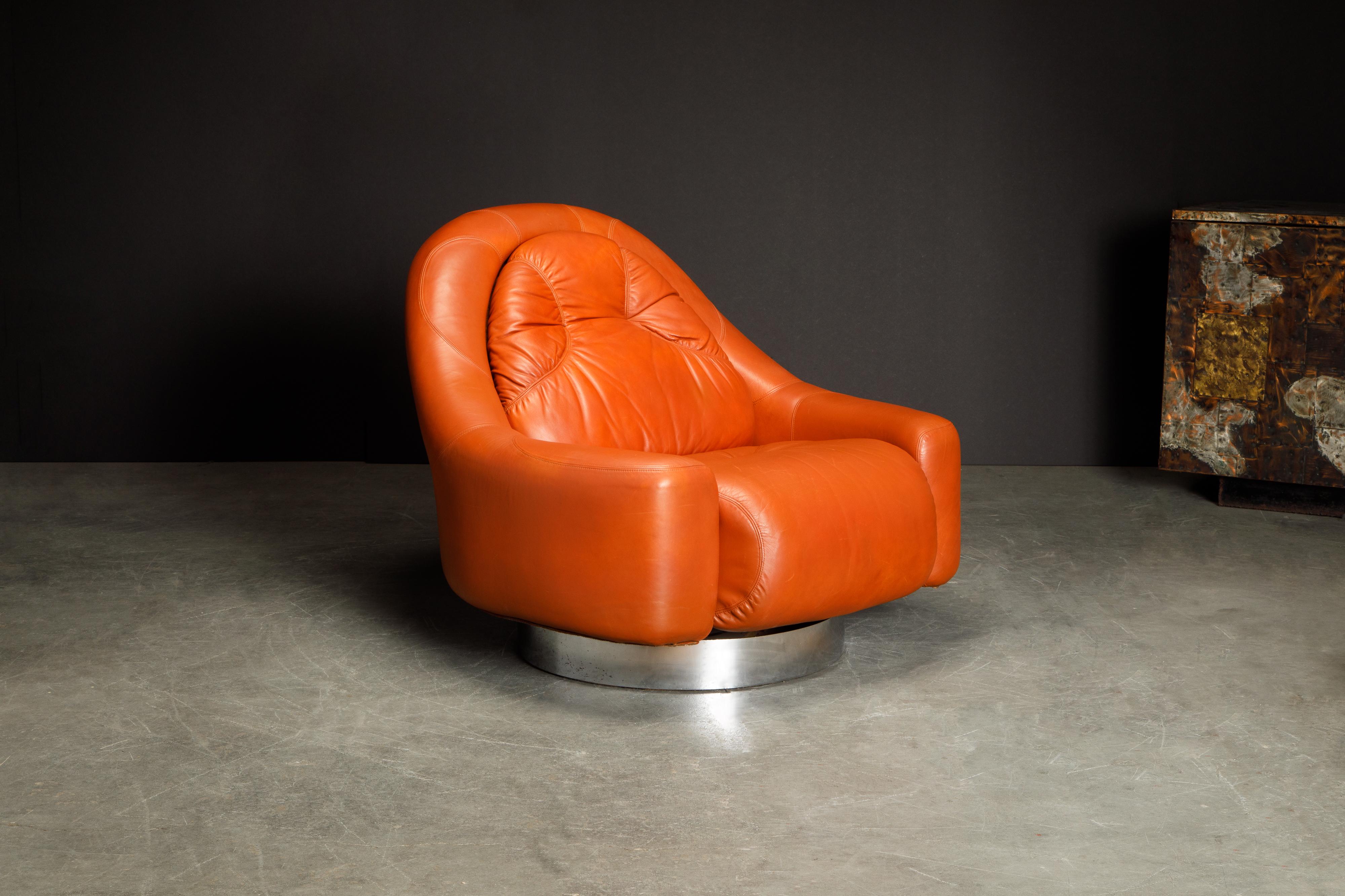 Late 20th Century 'Zator' Swivel Chair and Ottoman by Guido Faleschini for Mariani, 1971, Signed