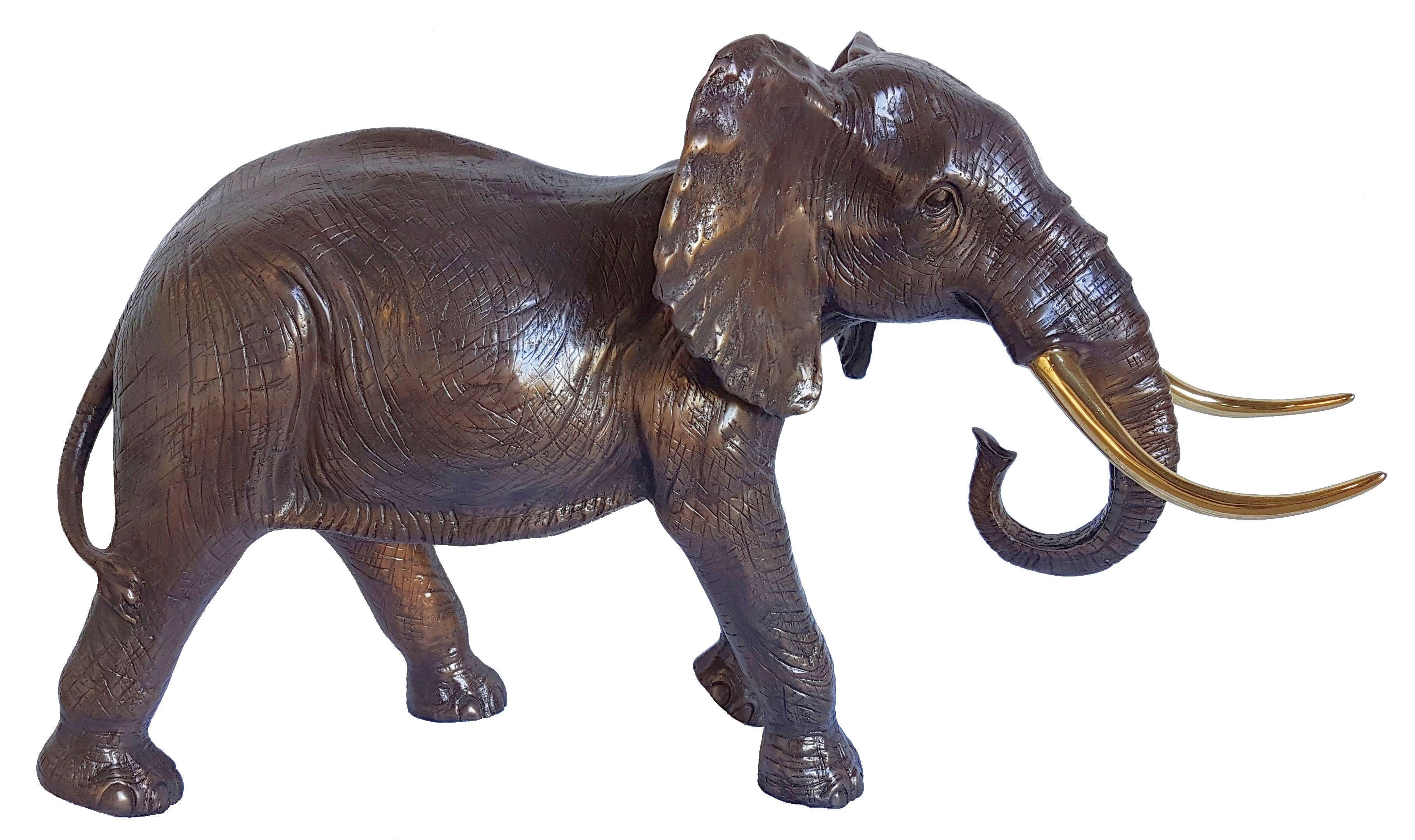 Bronze Elephant sculpture - Sculpture by Zawadi
